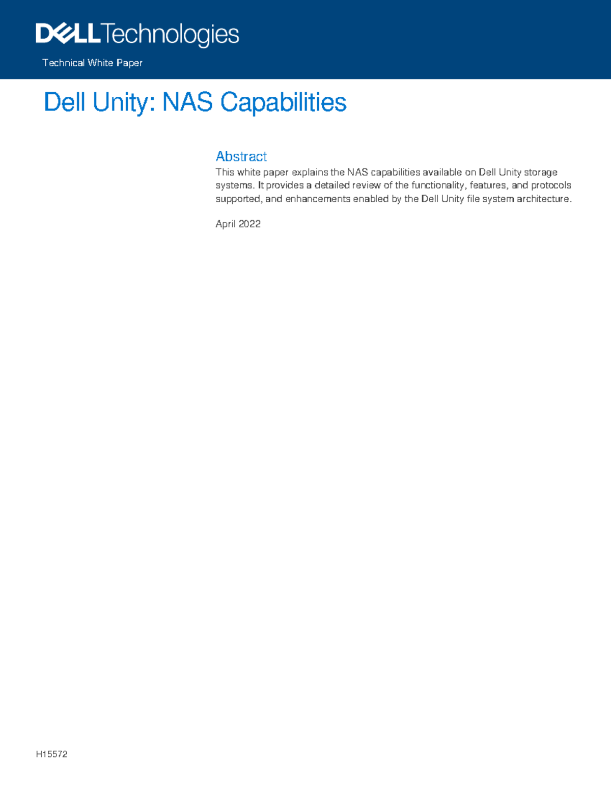 H15572-dell emc unity-nas capabilities - H Technical White Paper Dell ...