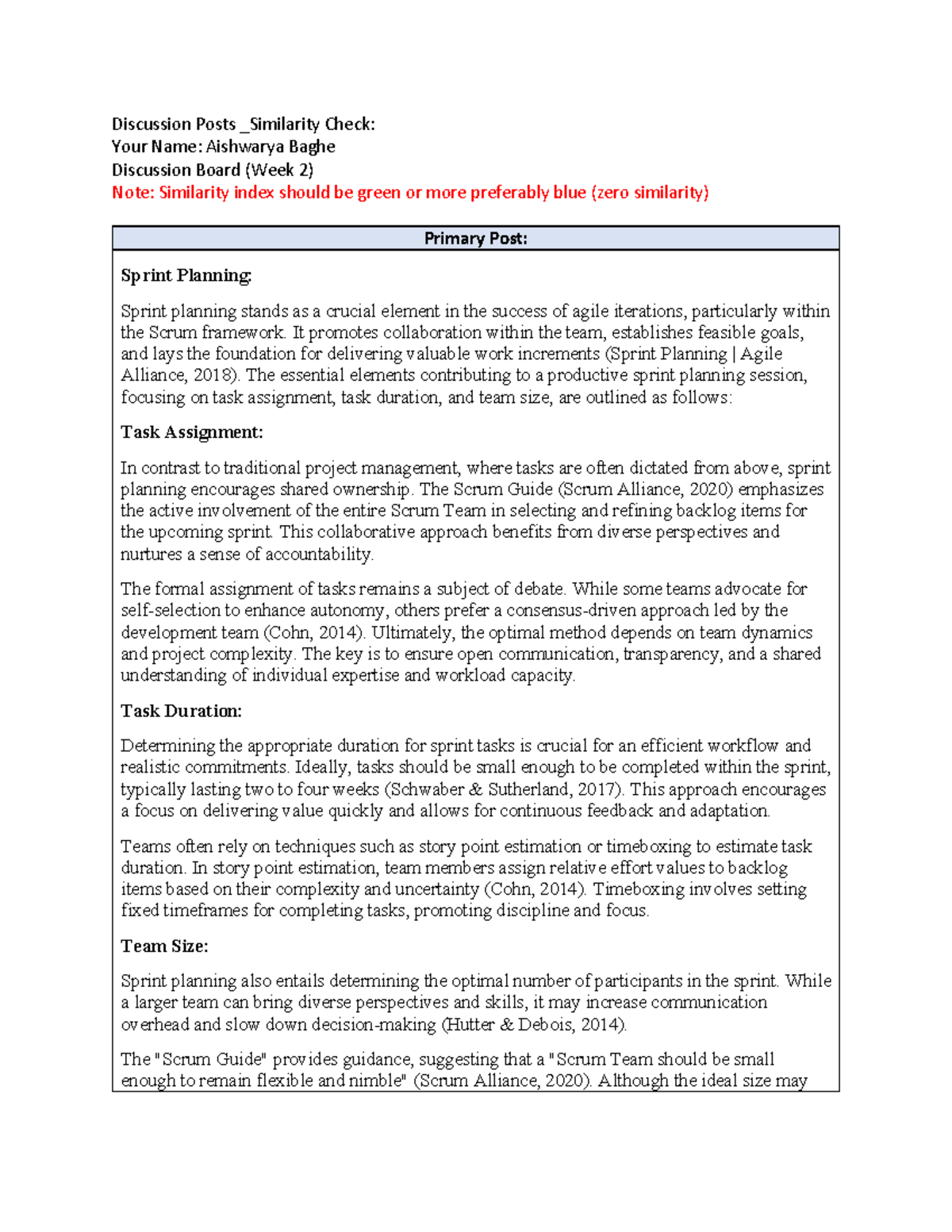 Week 2 Discussion Primary Post - Discussion Posts _Similarity Check ...