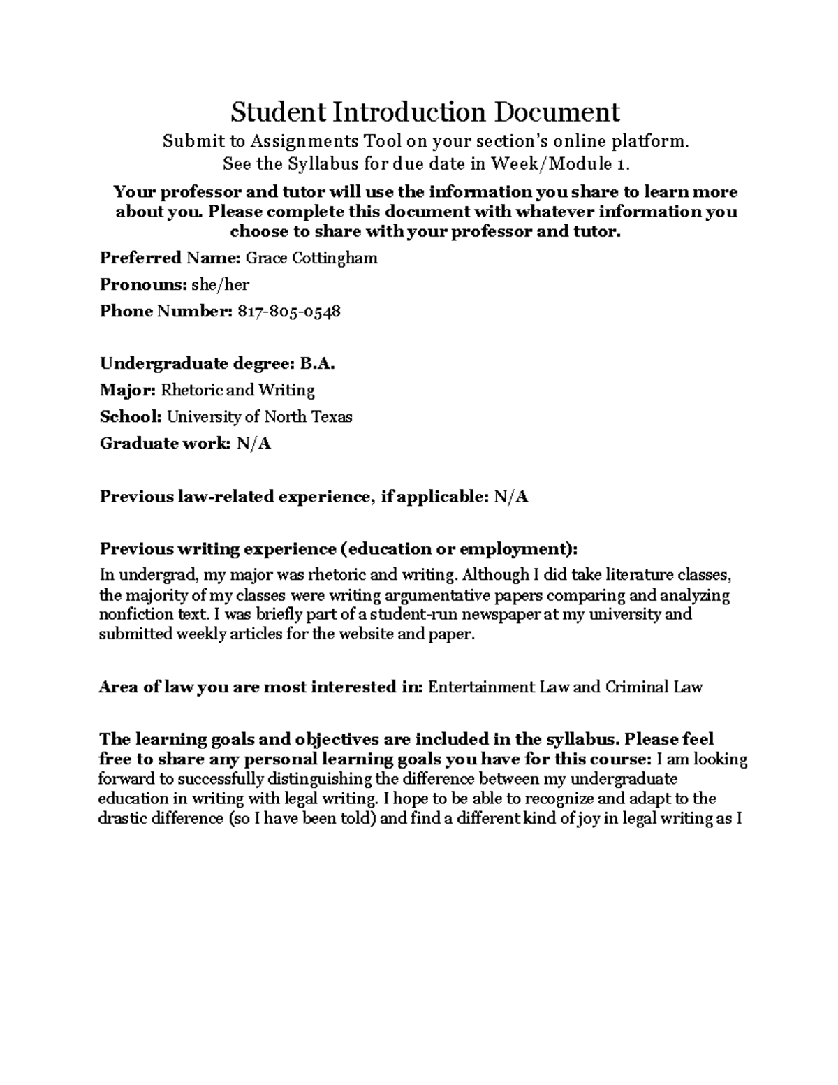 PDF Student Introduction Document - Student Introduction Document ...