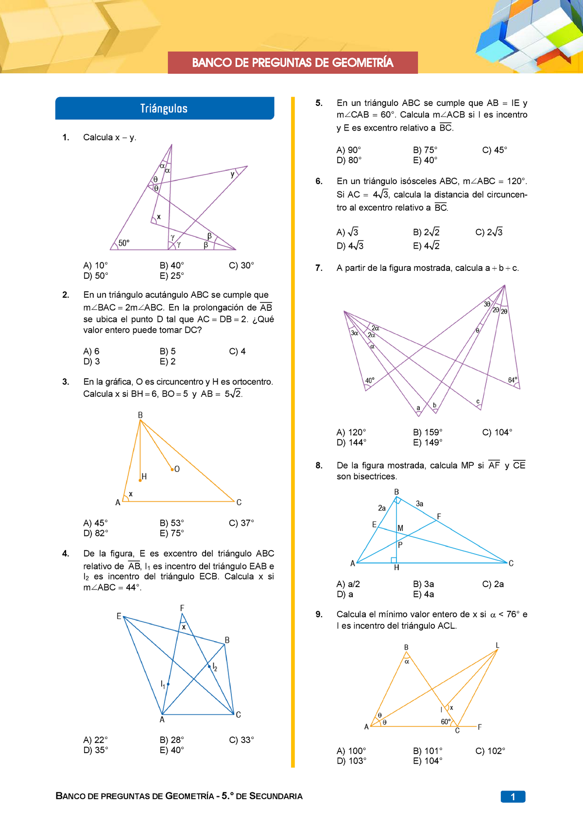 Banco De Preguntas To Tyutyu Yu Calcula X Y A B C D E En