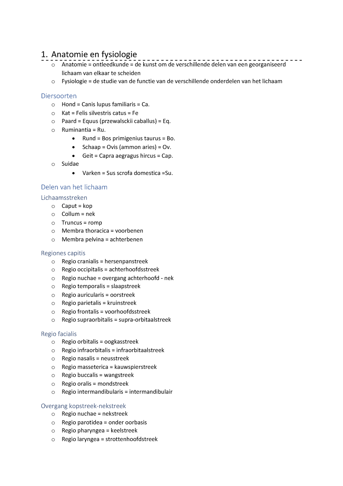 Anatomie En Fysiologie Deel 1 - 1. Anatomie En Fysiologie O Anatomie ...