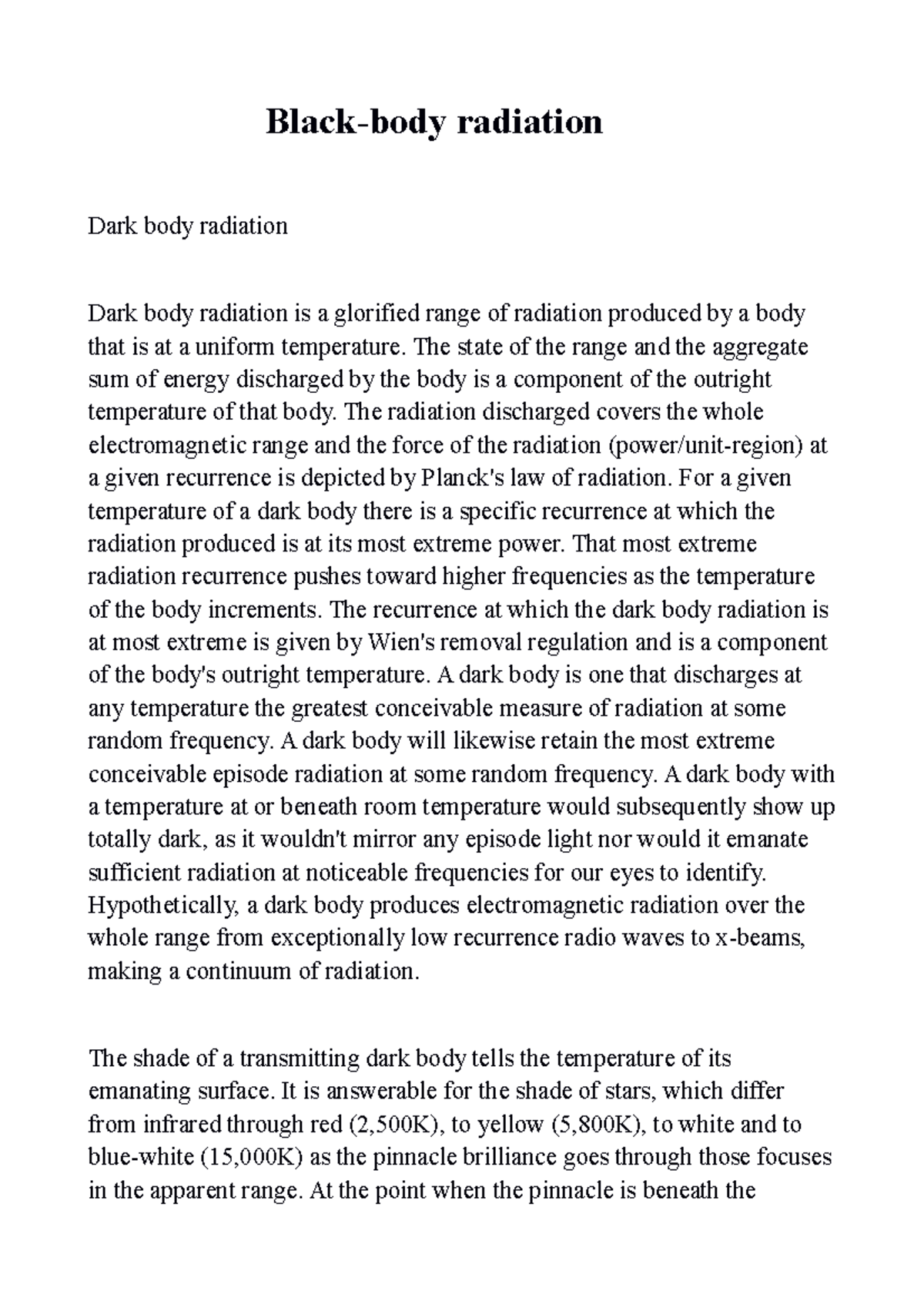 Blackbody radiation Ifah Blackbody radiation Dark body radiation