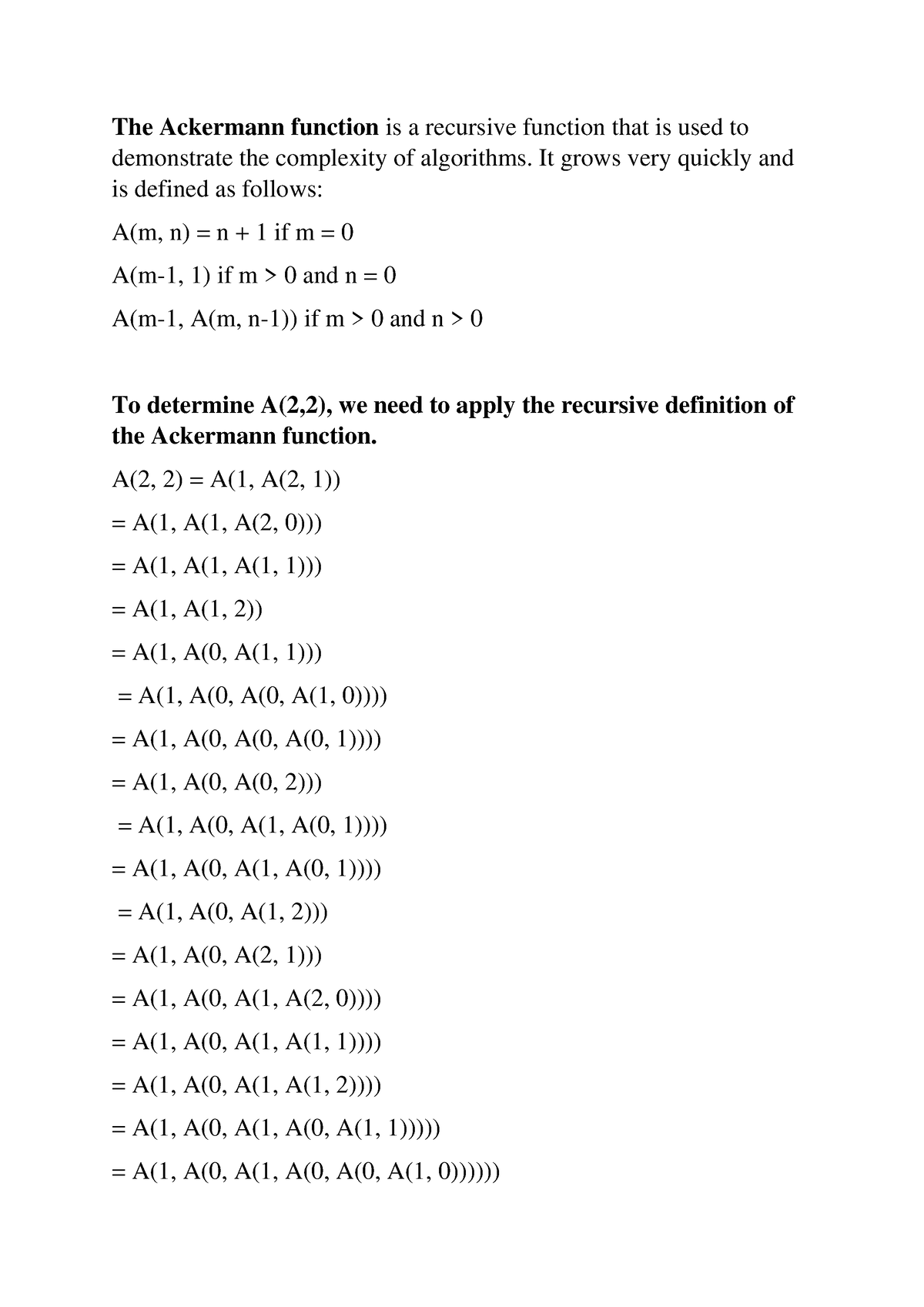 Ackermann Function Of A(2,2) - The Ackermann Function Is A Recursive ...