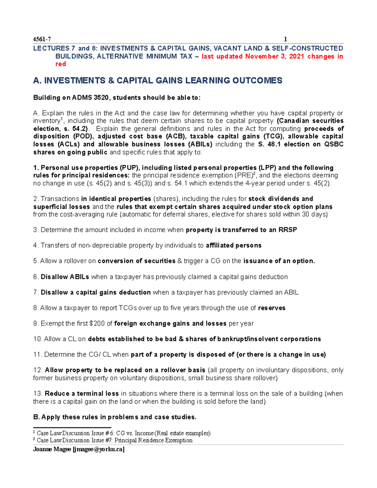 Lecture 7 8 Notes - November 3, 2021 - LECTURES 7 and 8: INVESTMENTS ...