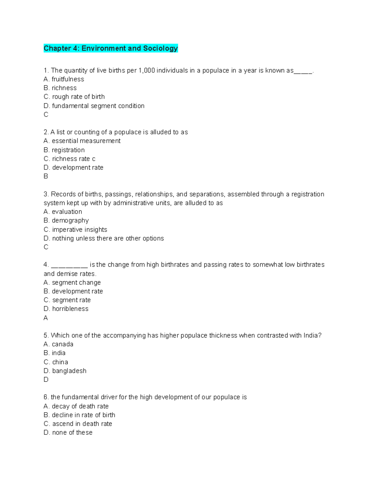 Chapter 4 Environment And Sociology - Chapter 4: Environment And ...