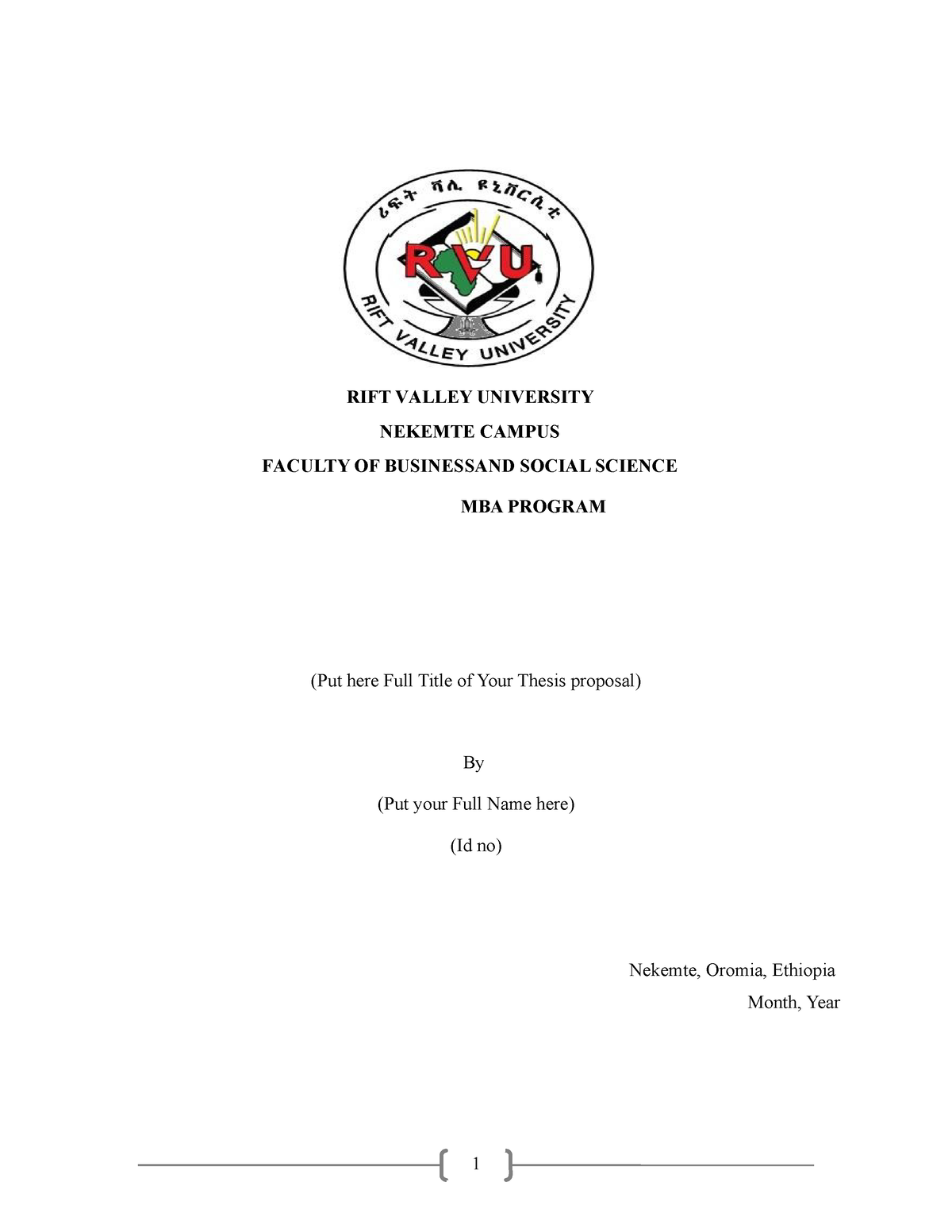 rift valley university thesis pdf