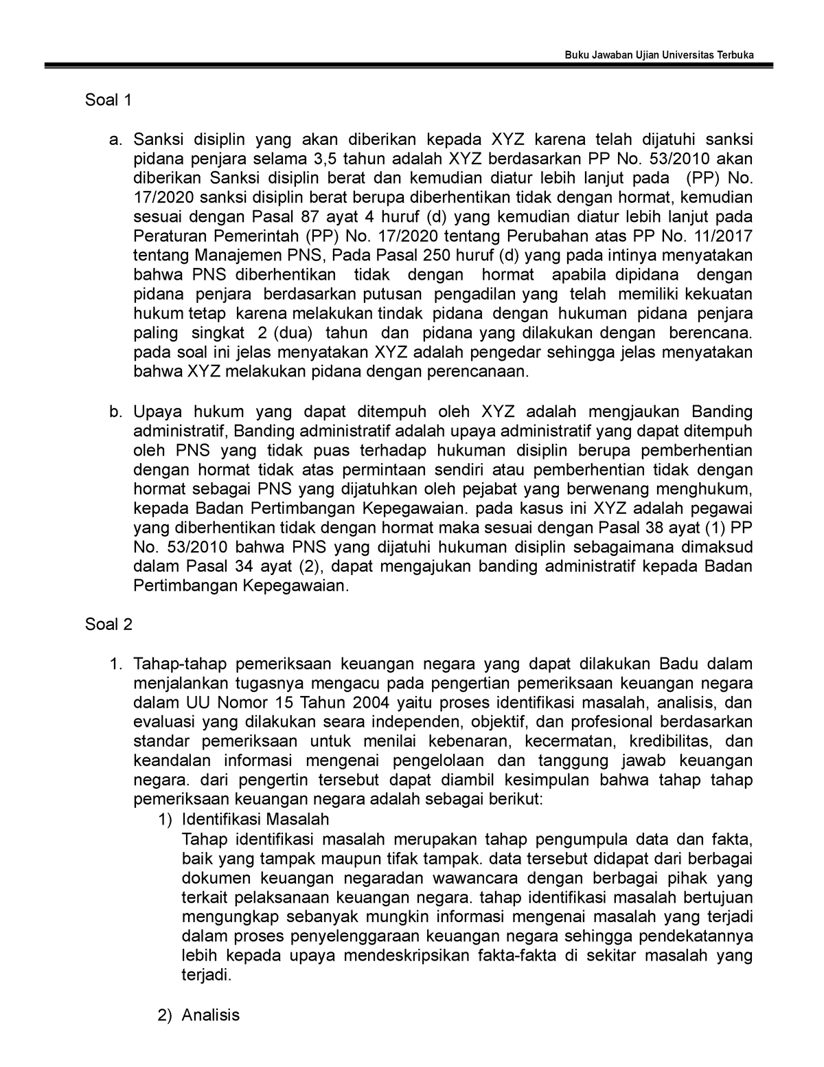 UAS ADPU4332 Hukum Administrasi Negara - Soal 1 A. Sanksi Disiplin Yang ...