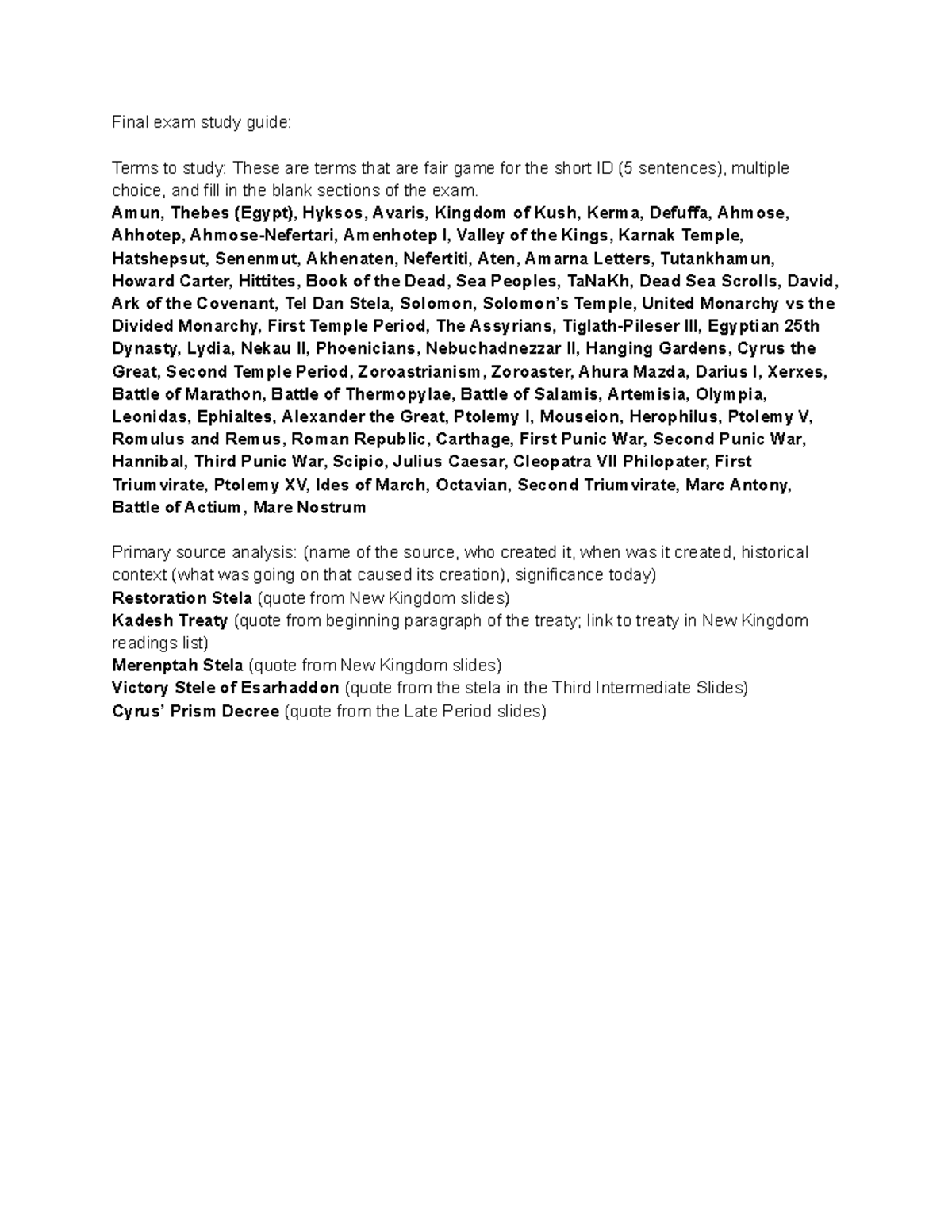 Study guide final F23 - Final exam study guide: Terms to study: These ...