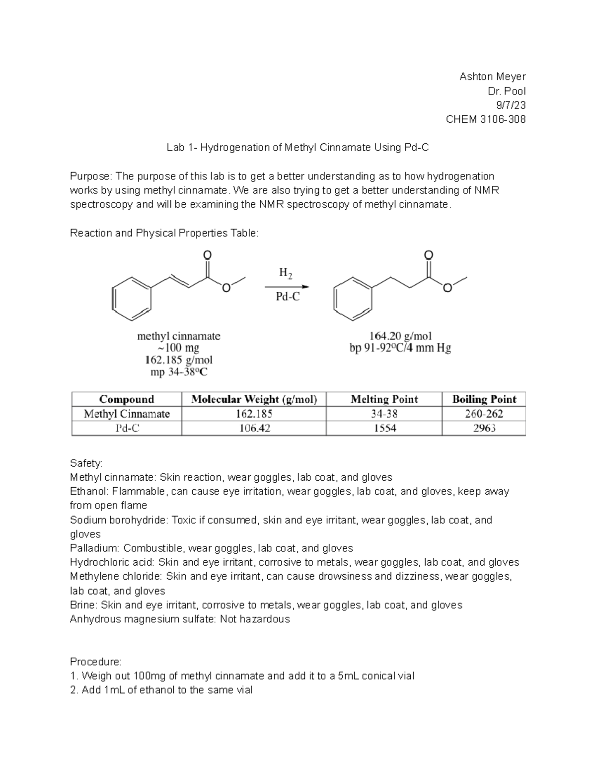 Lab 1- Ashton Meyer - Lab Report For Lab 1 - Ashton Meyer Dr. Pool 9/7 ...