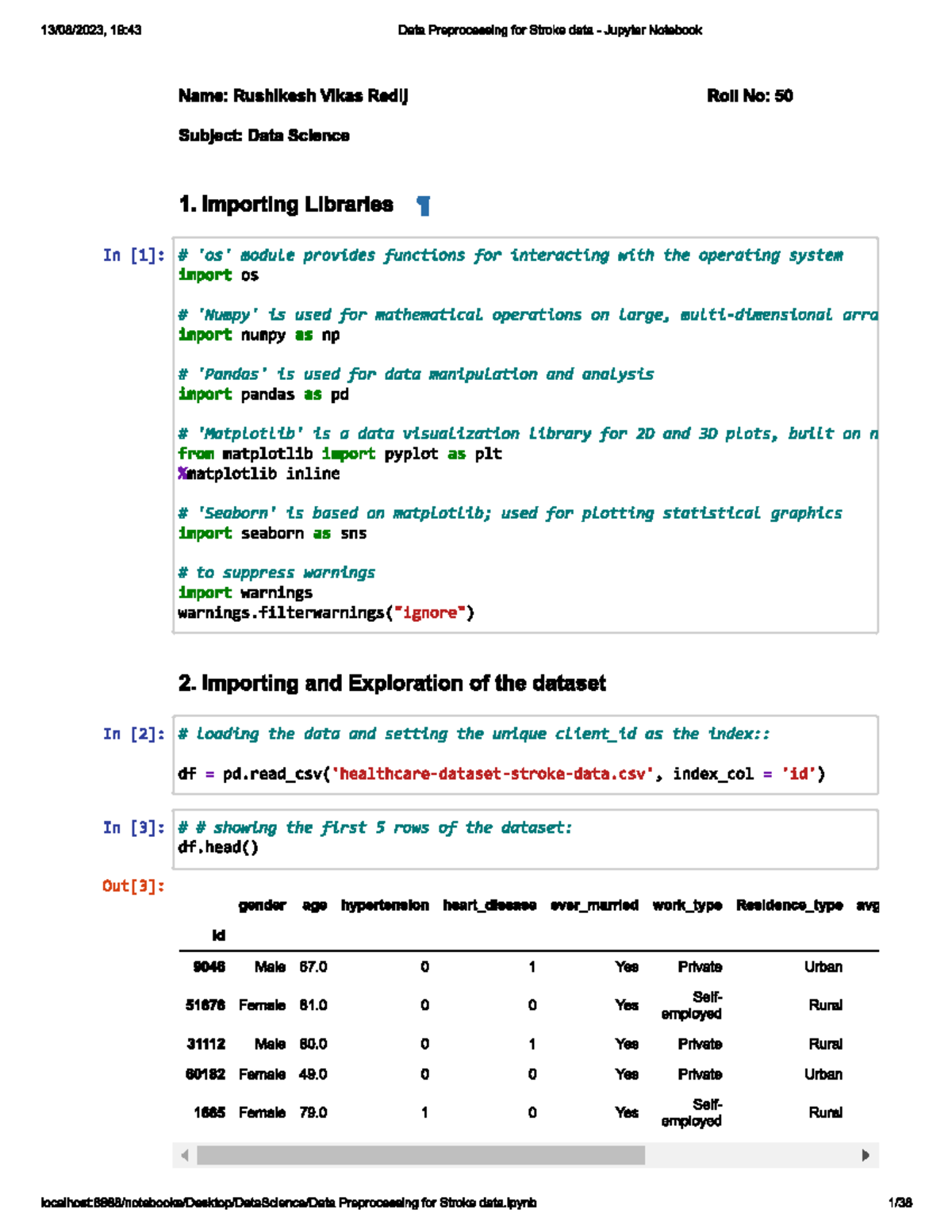 Data Preprocessing for Stroke data - IT engineering - Studocu