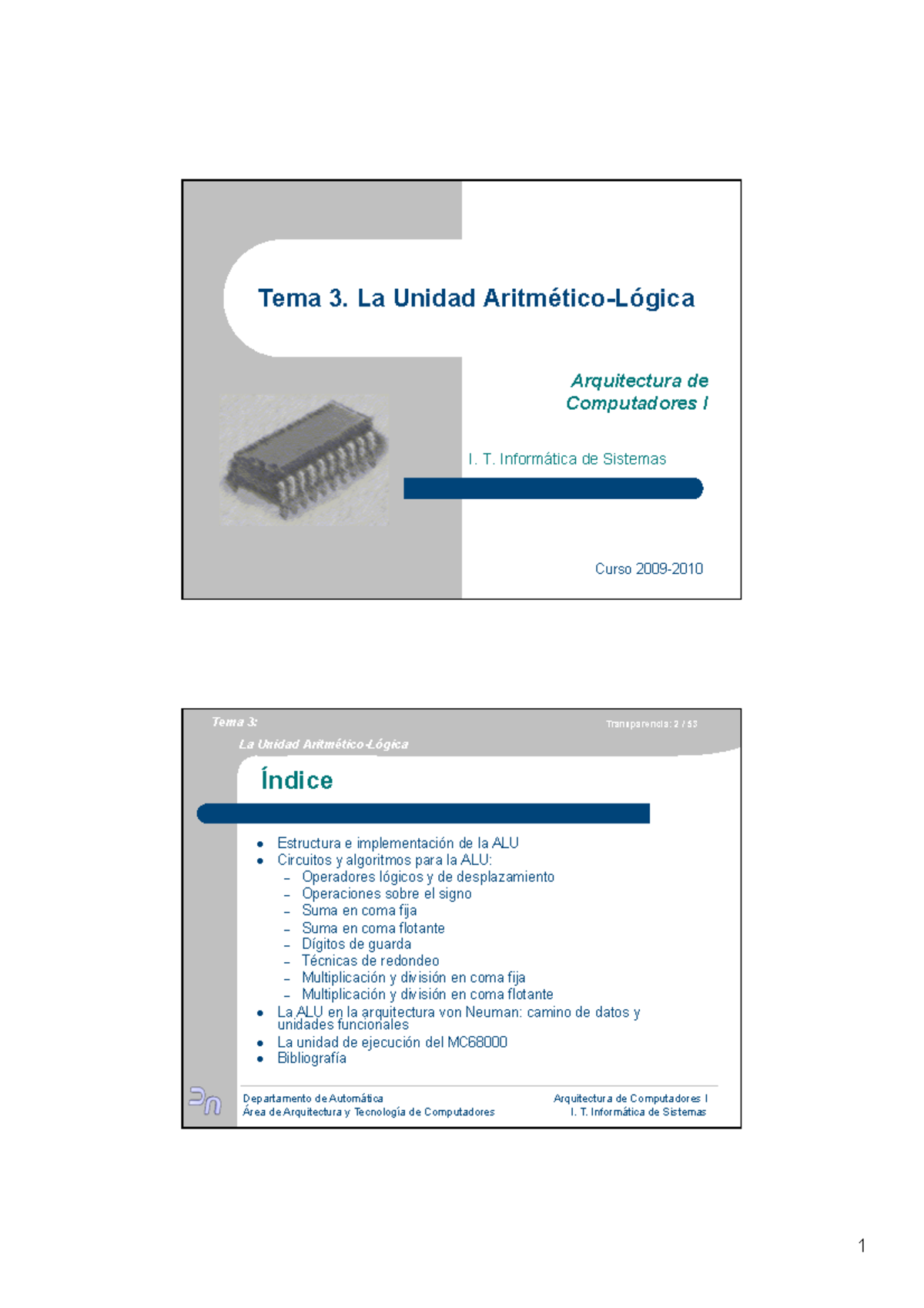 Ac T3 - Asasd - Tema 3. La Unidad Aritmético-Lógica Arquitectura De ...