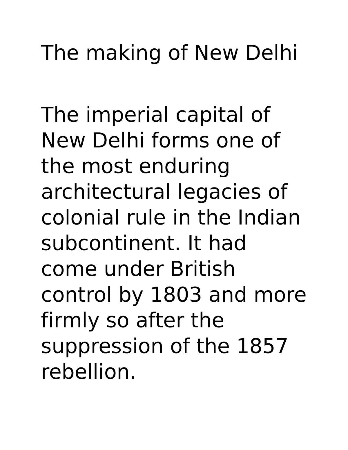 essay about new delhi