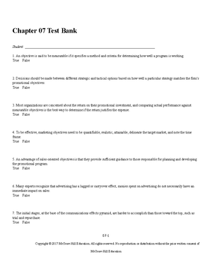 Chapter 10 Test Bank - Chapter 10 Test Bank Student: - Studocu