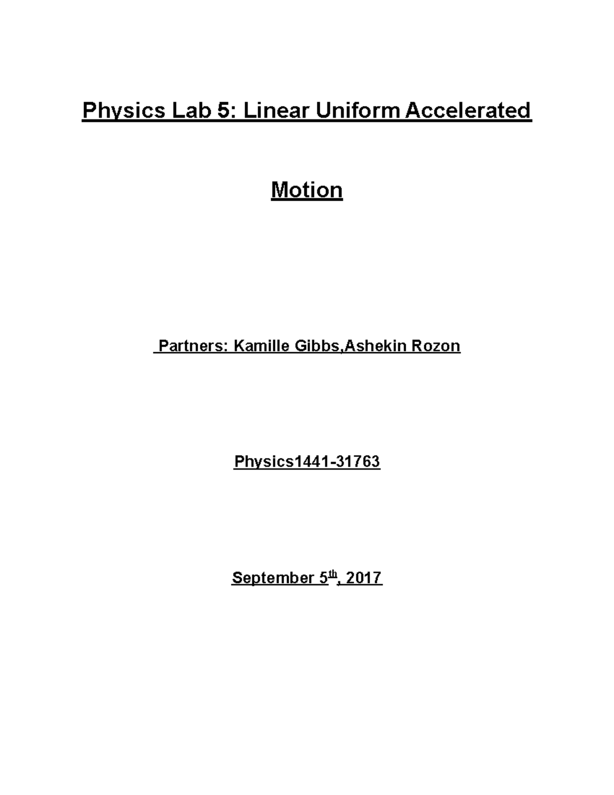 uniform accelerated motion essay