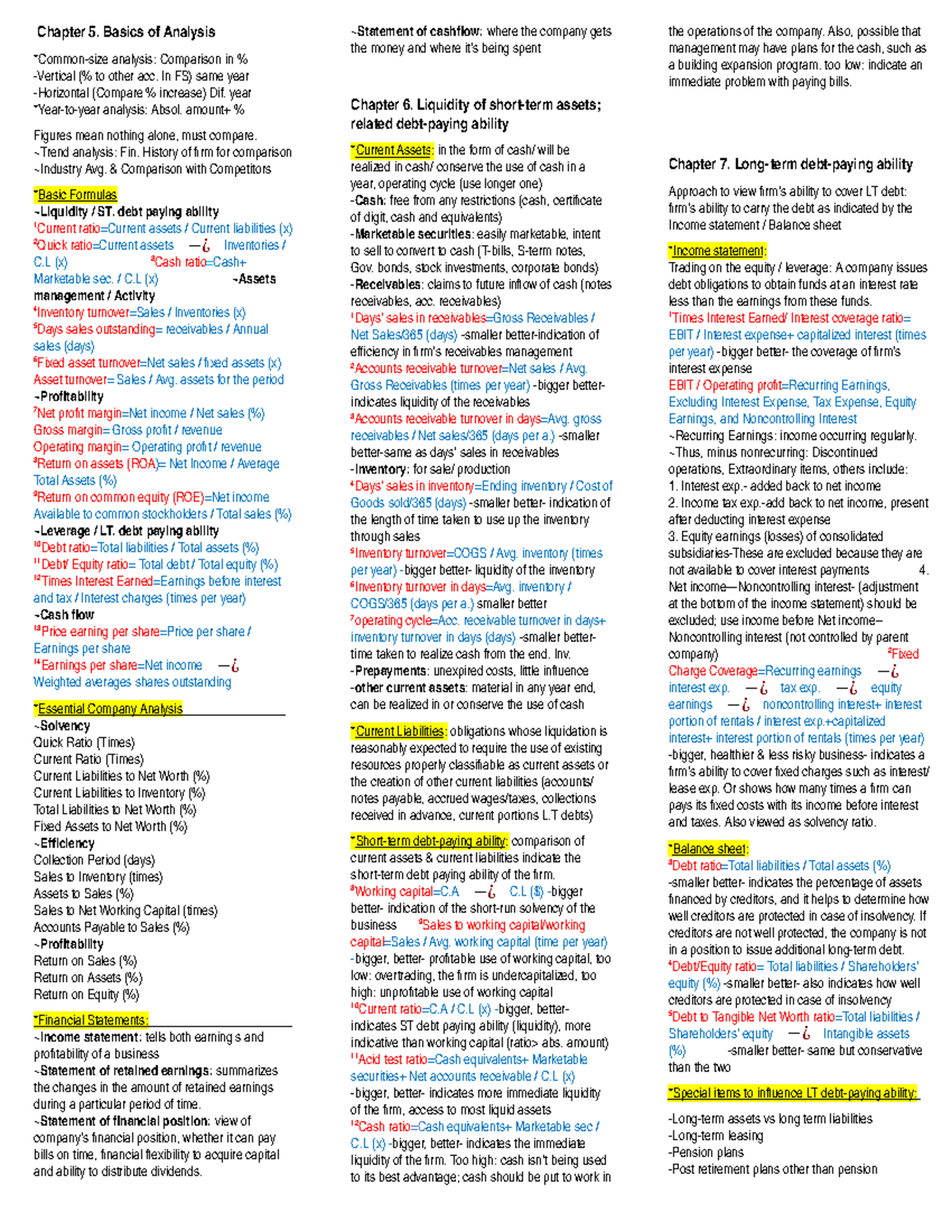 Cheat Sheet - Chapter 5. Basics Of Analysis Analysis: Comparison In To ...