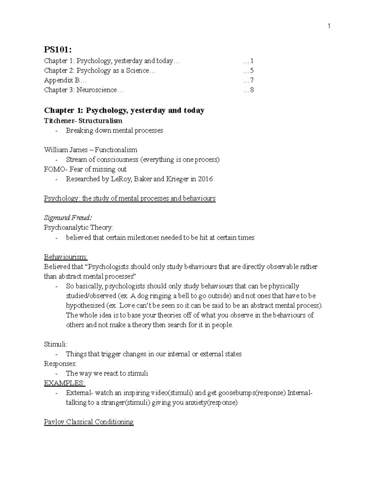 All PS101 and PS102 - PS101: Chapter 1: Psychology, yesterday and today ...