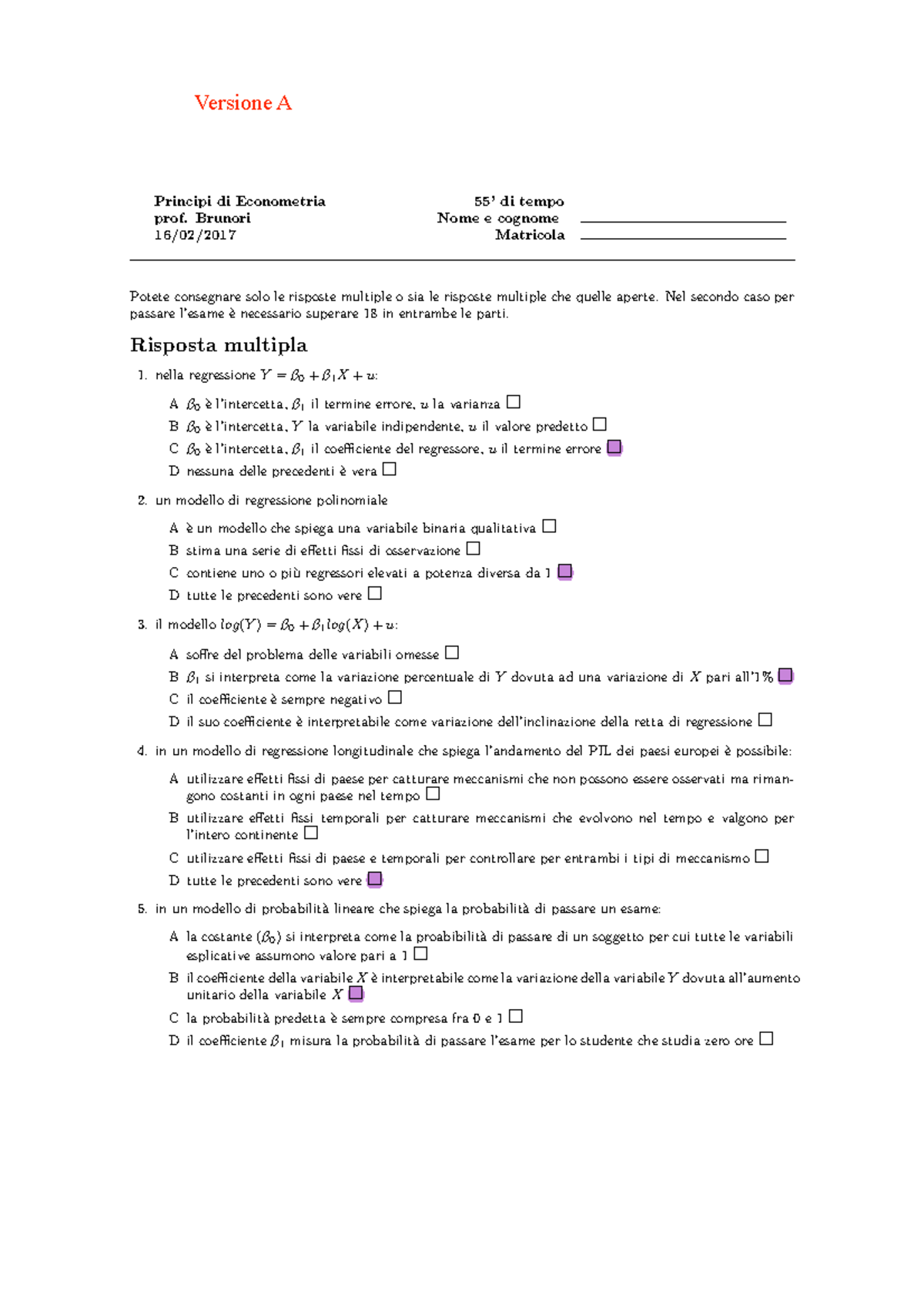 Esame 16 Febbraio 17 Domande Studocu