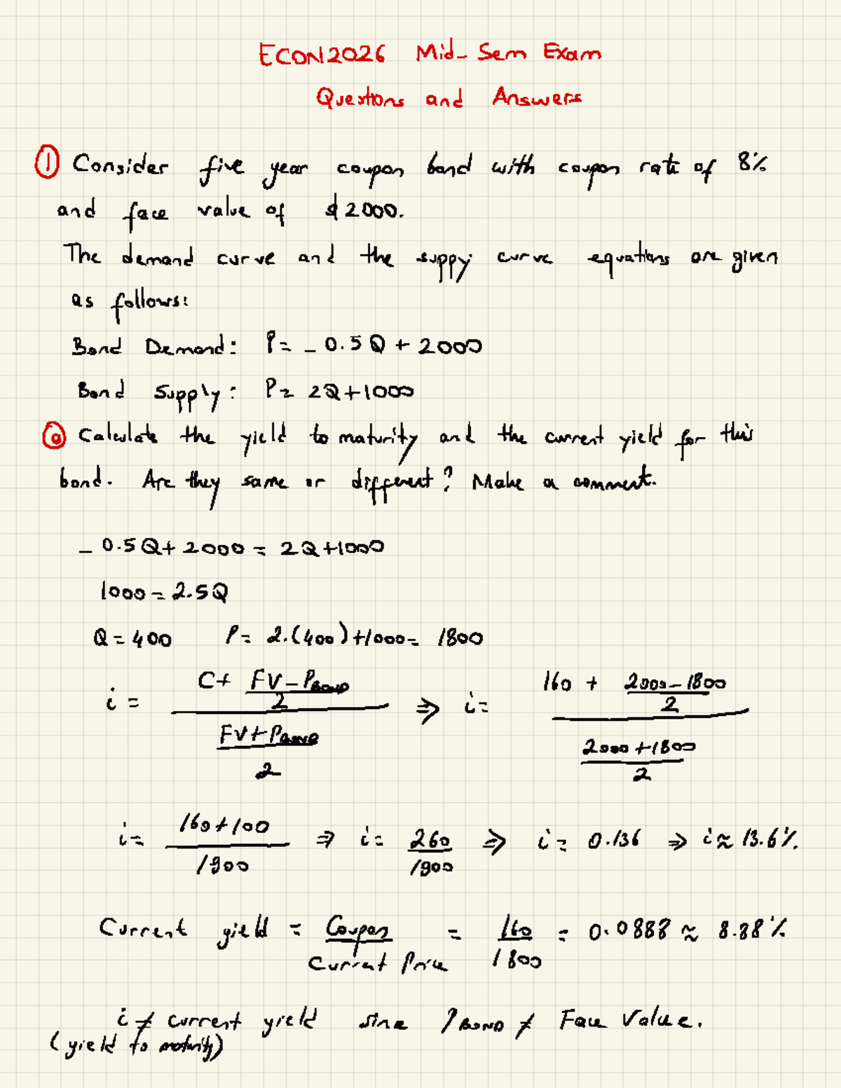 Mid Sem Exam-2021 Answers - ECON 2026 Mid - Sem Exam Questions and ...