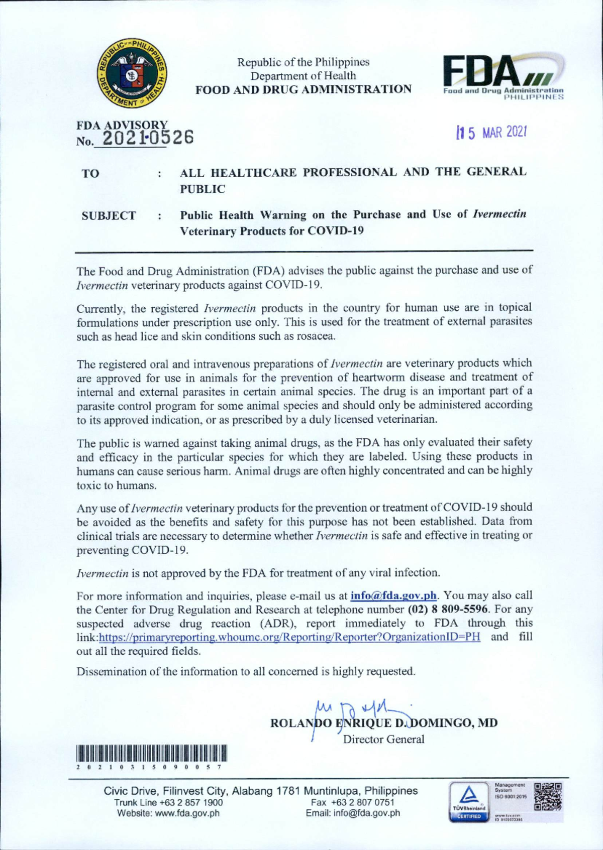 FDA-Advisory-No 4 - Pharmaceutical Biochemistry - Studocu