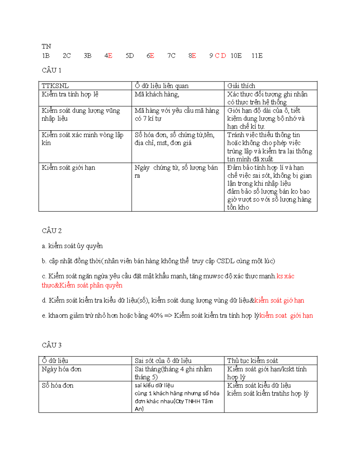 Bài kiểm chương 5 - chương 5 - TN 1B 2C 3B 4 E 5D 6 E 7C 8 E 9 C D 10E ...