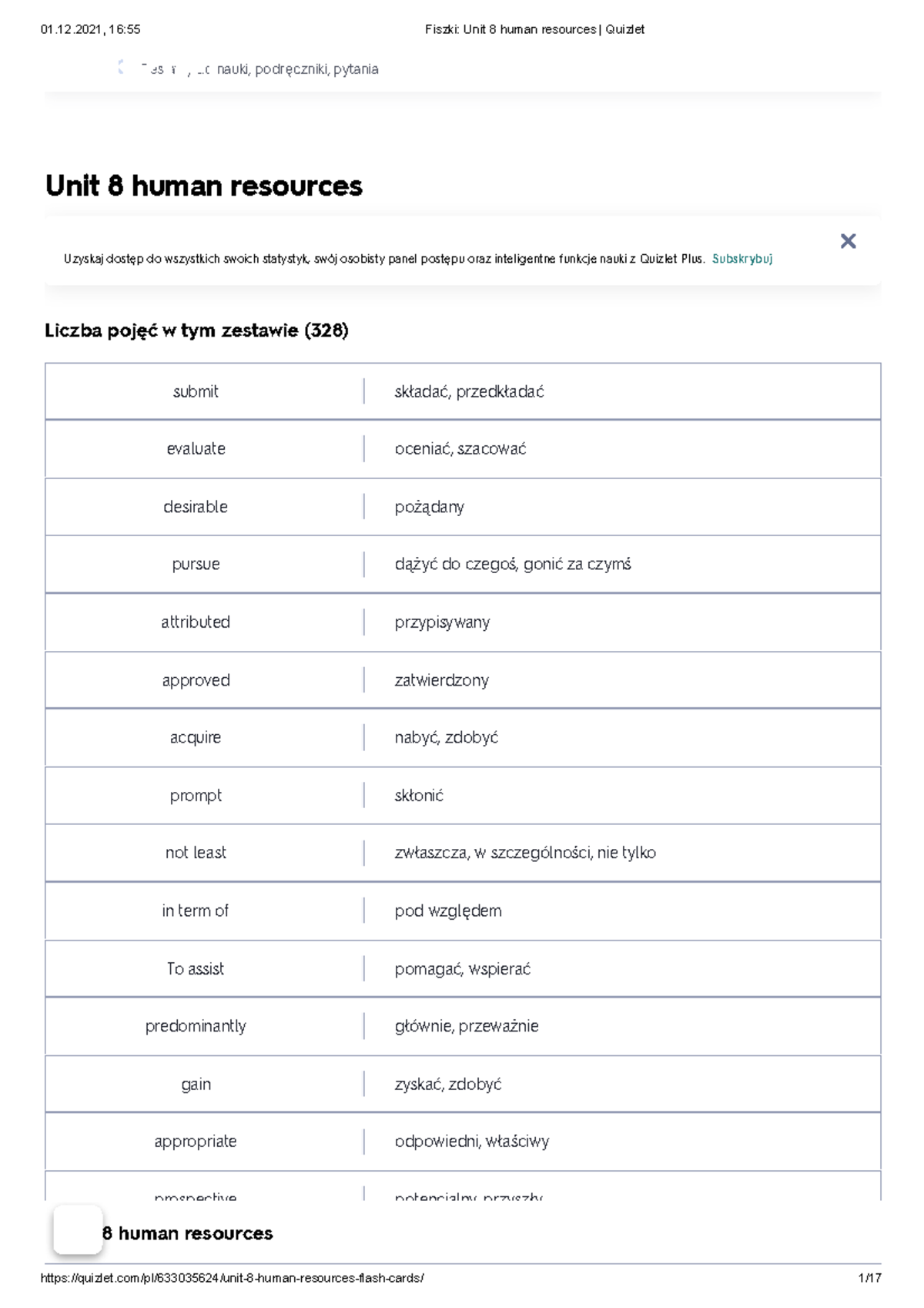 Fiszki Unit 8 human resources Quizlet Ulepsz 7dniowa d... Unit 8