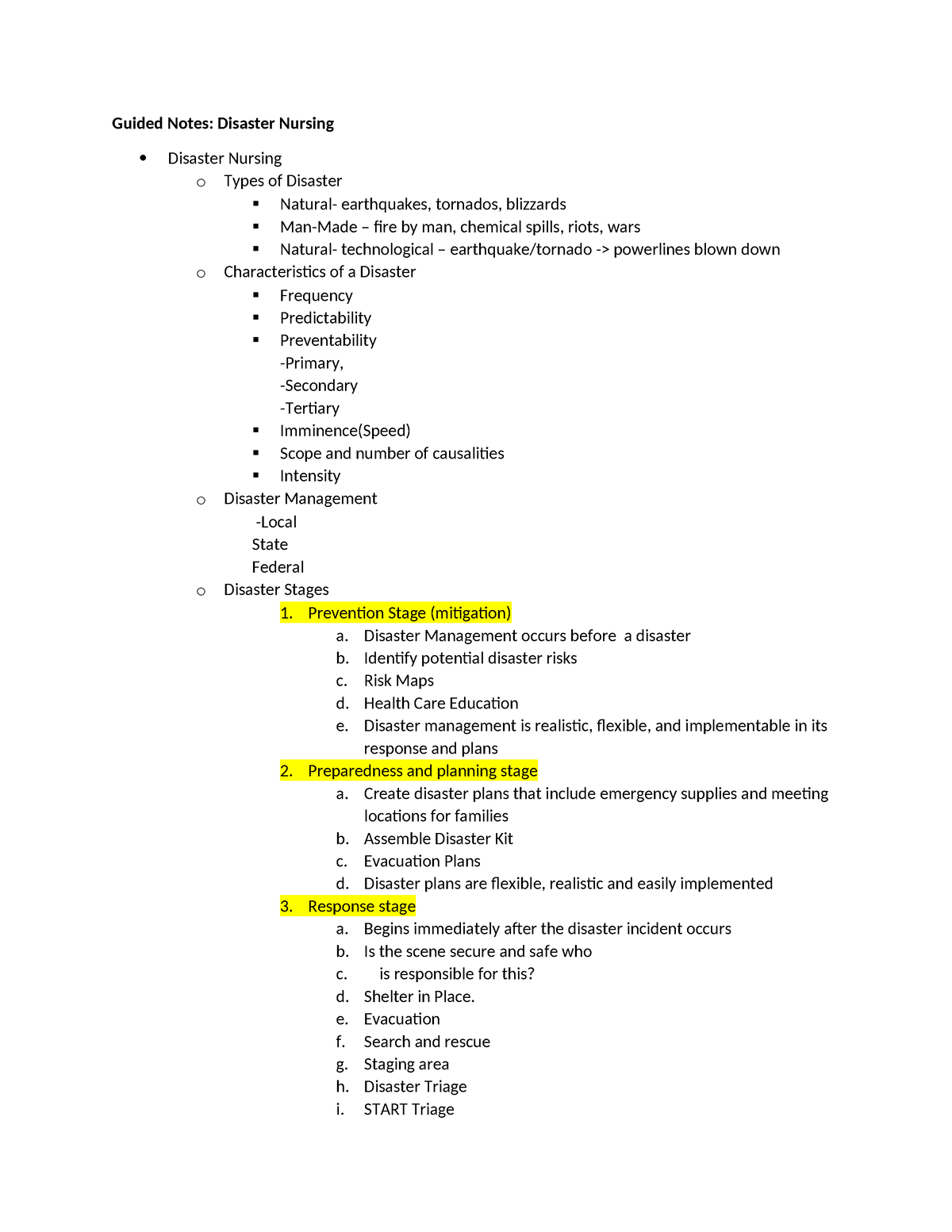 Guided Notes.docx Disaster Nursing Student - Guided Notes: Disaster ...