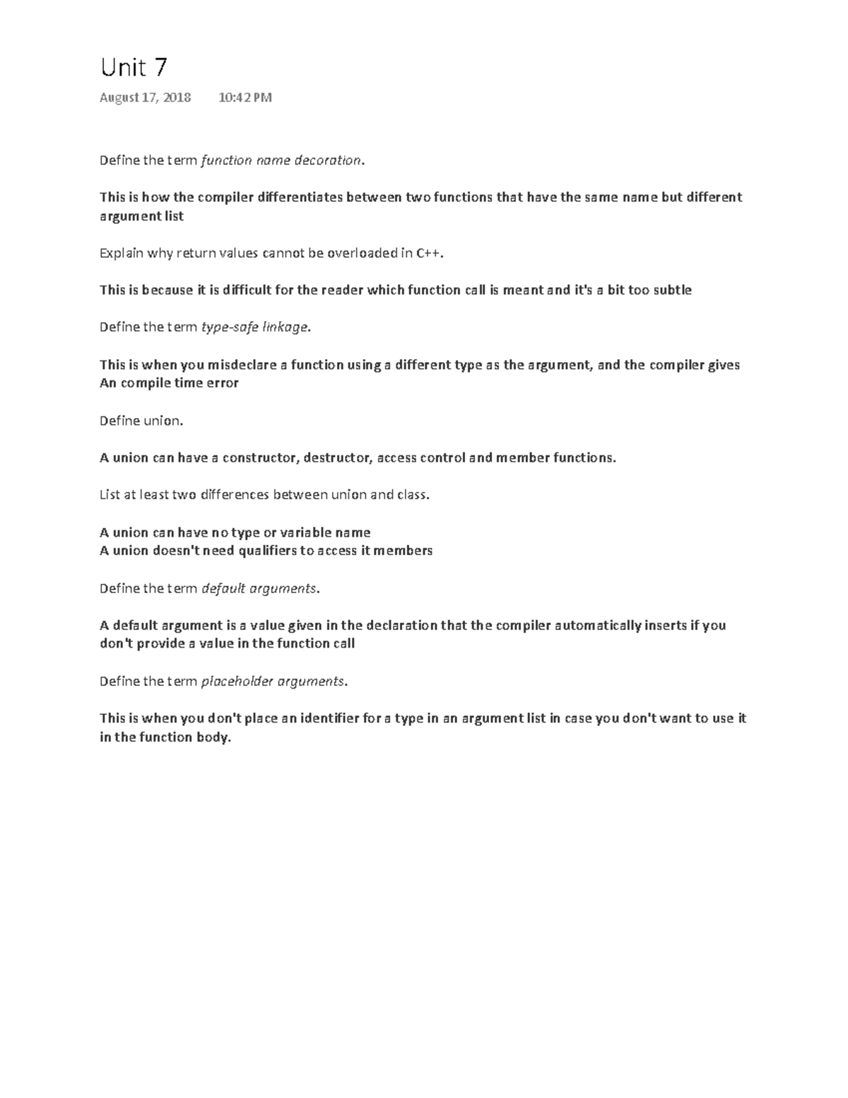 Unit 7 - Lecture notes 7 - Unit 7 August 17, 2018 10:42 PM Define the ...
