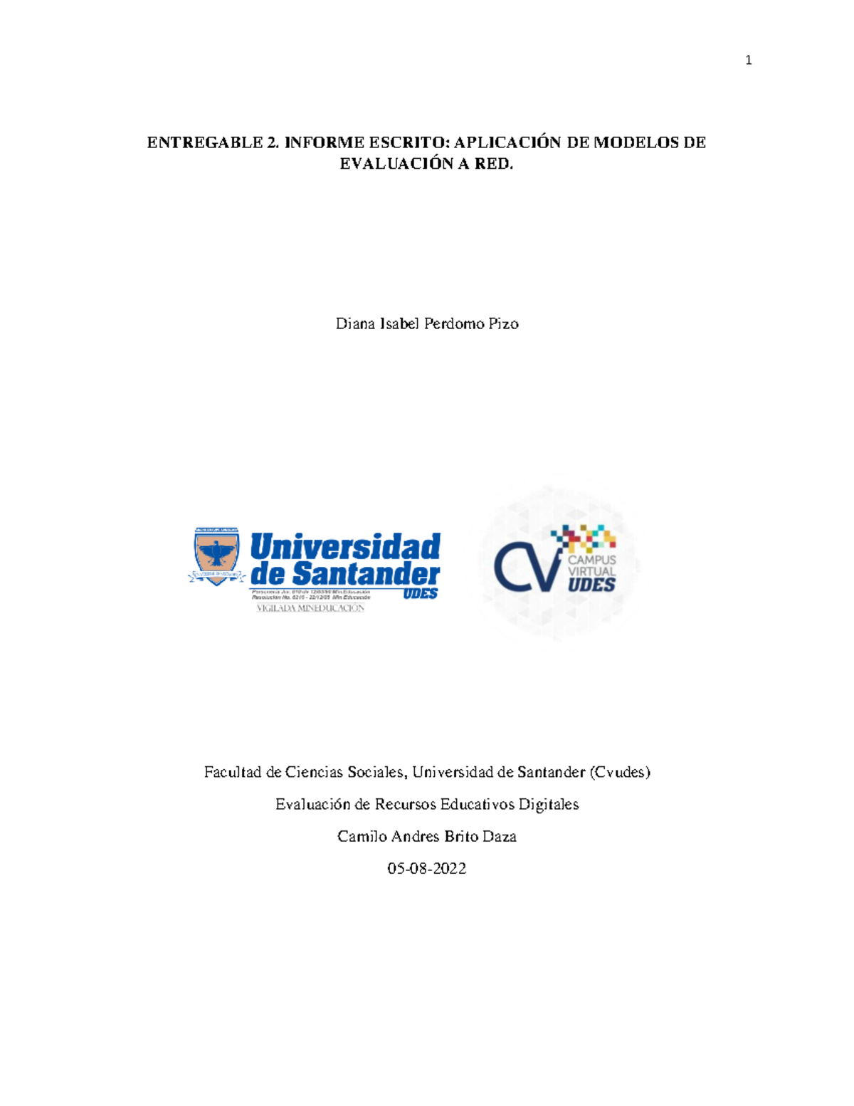 Diana Perdomo entregable 2 ENTREGABLE 2. INFORME ESCRITO APLICACIÓN