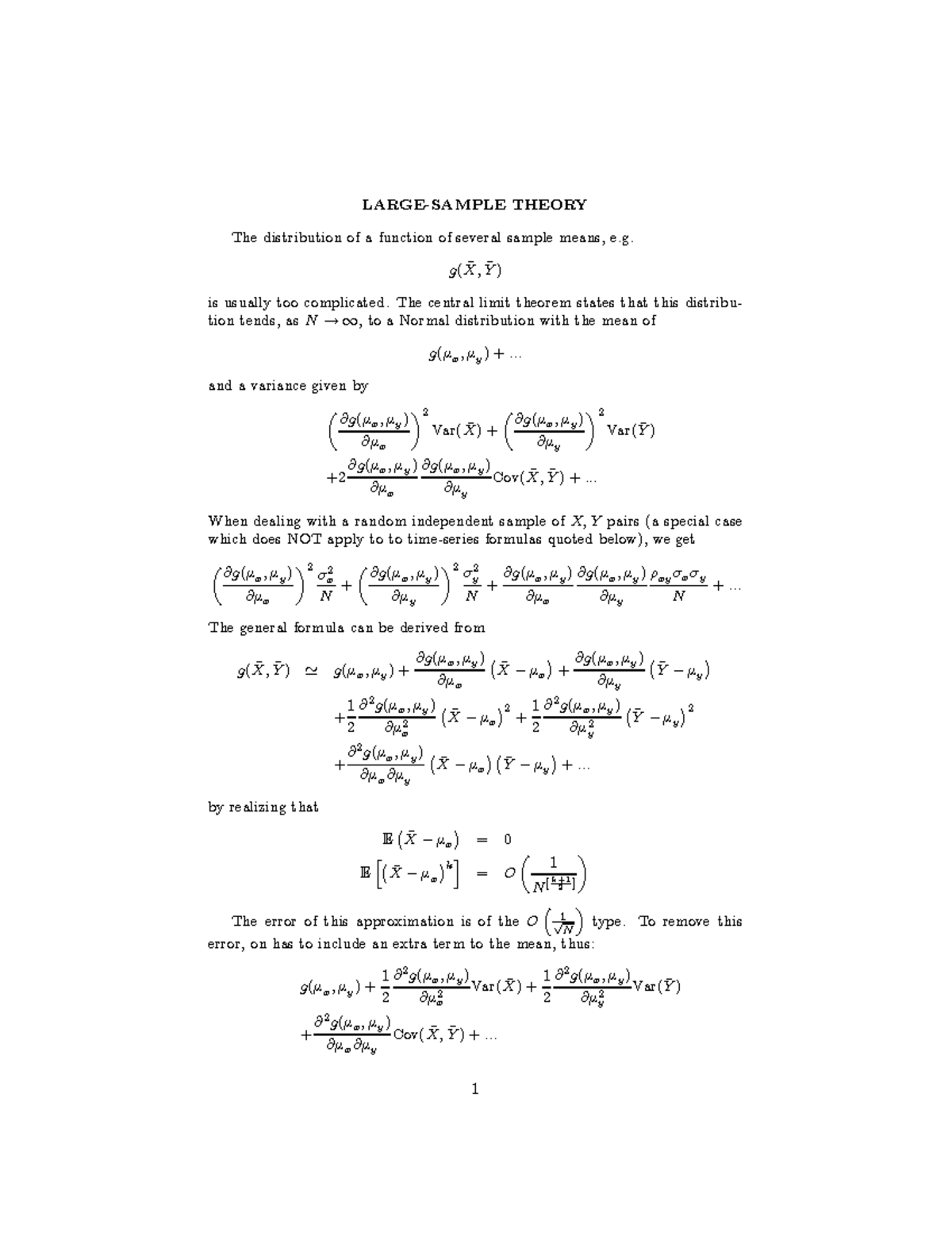 Introduction to Large-sample Theory notes - LARGE-SAMPLE THEORY The ...