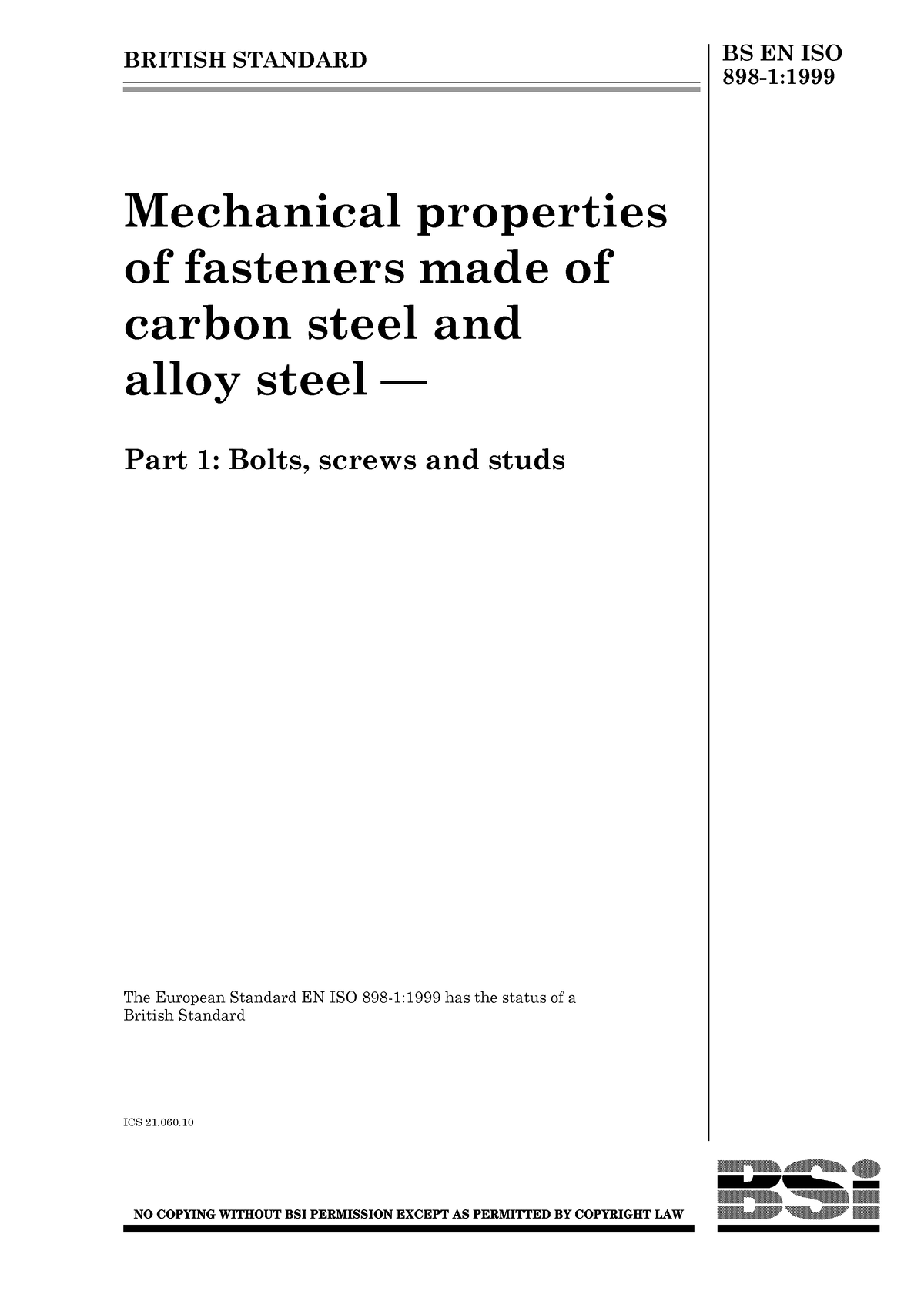 Mechanical Properties Of Fasteners Made - BRITISH STANDARD BS EN ISO ...