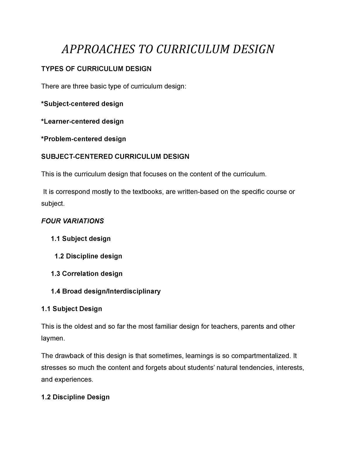 approaches-to-curriculum-design-approaches-to-curriculum-design-types