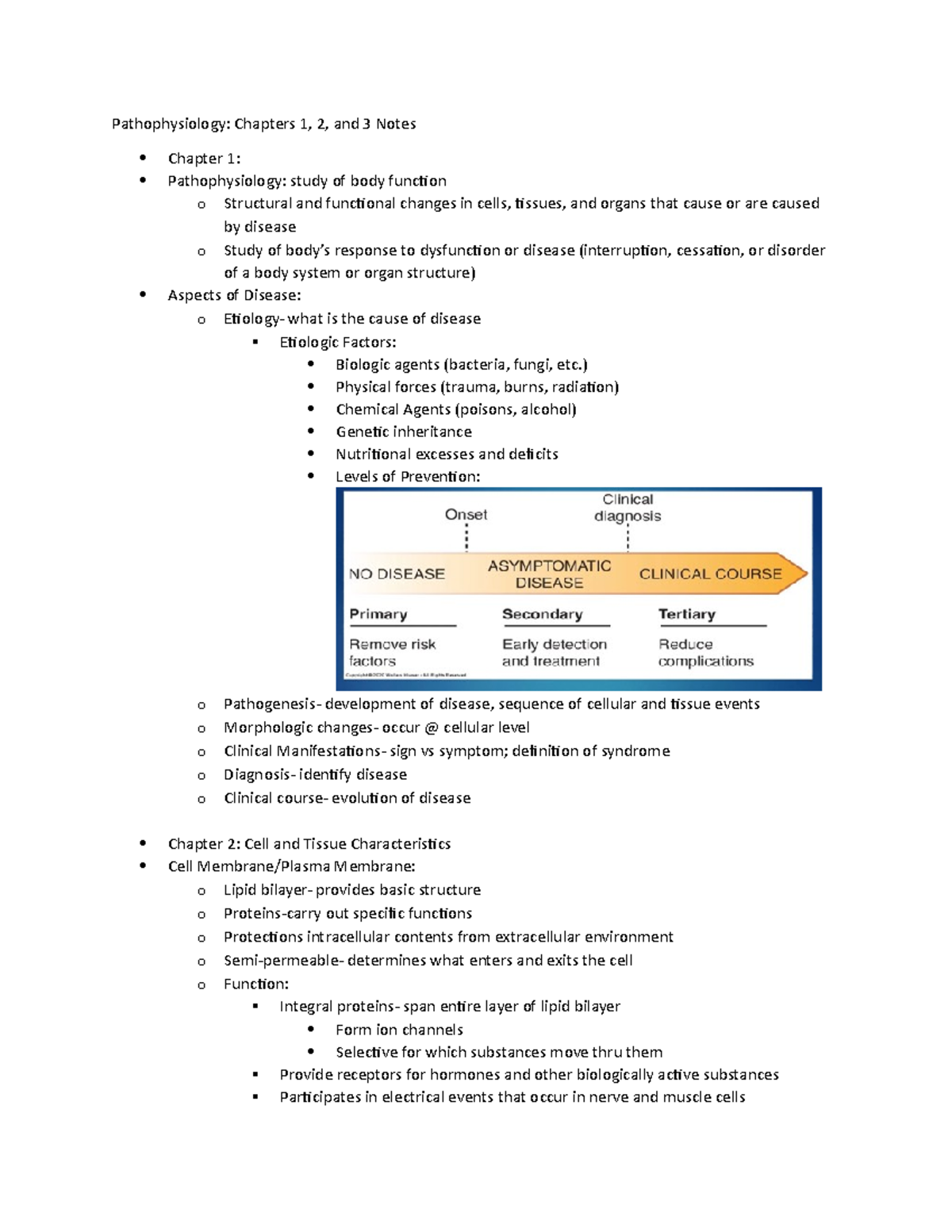 Ch1-3Notes - Notes Over Ch 1-3 - Pathophysiology: Chapters 1, 2, And 3 ...