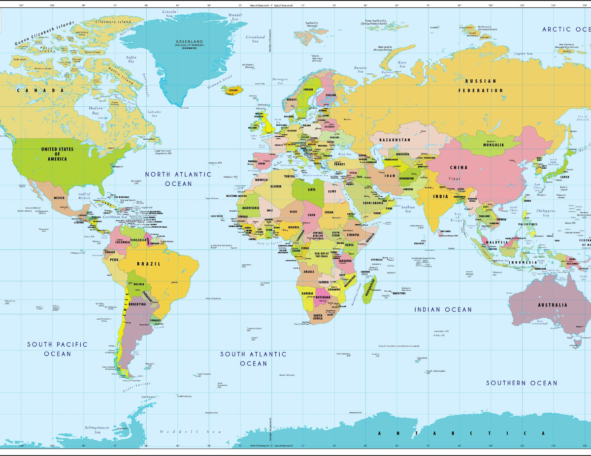 World map with countries and capitals - Studocu