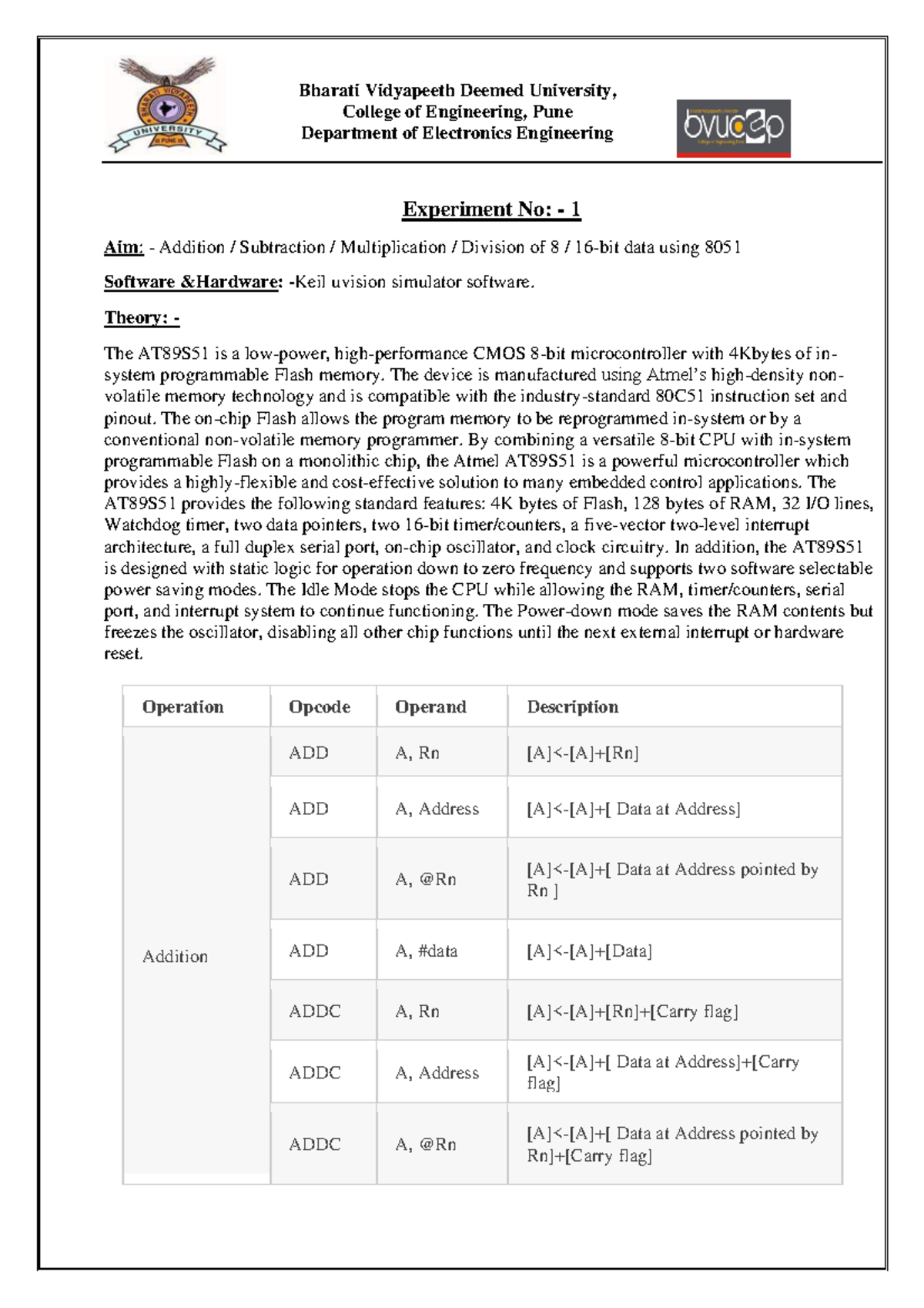 M&A Exps - microcontroller assignment - College of Engineering, Pune ...