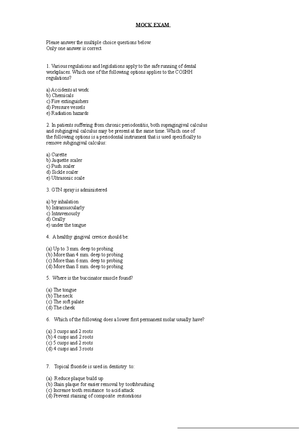 Mock 2 - MS & Explanations - MOCK EXAM Please answer the multiple ...