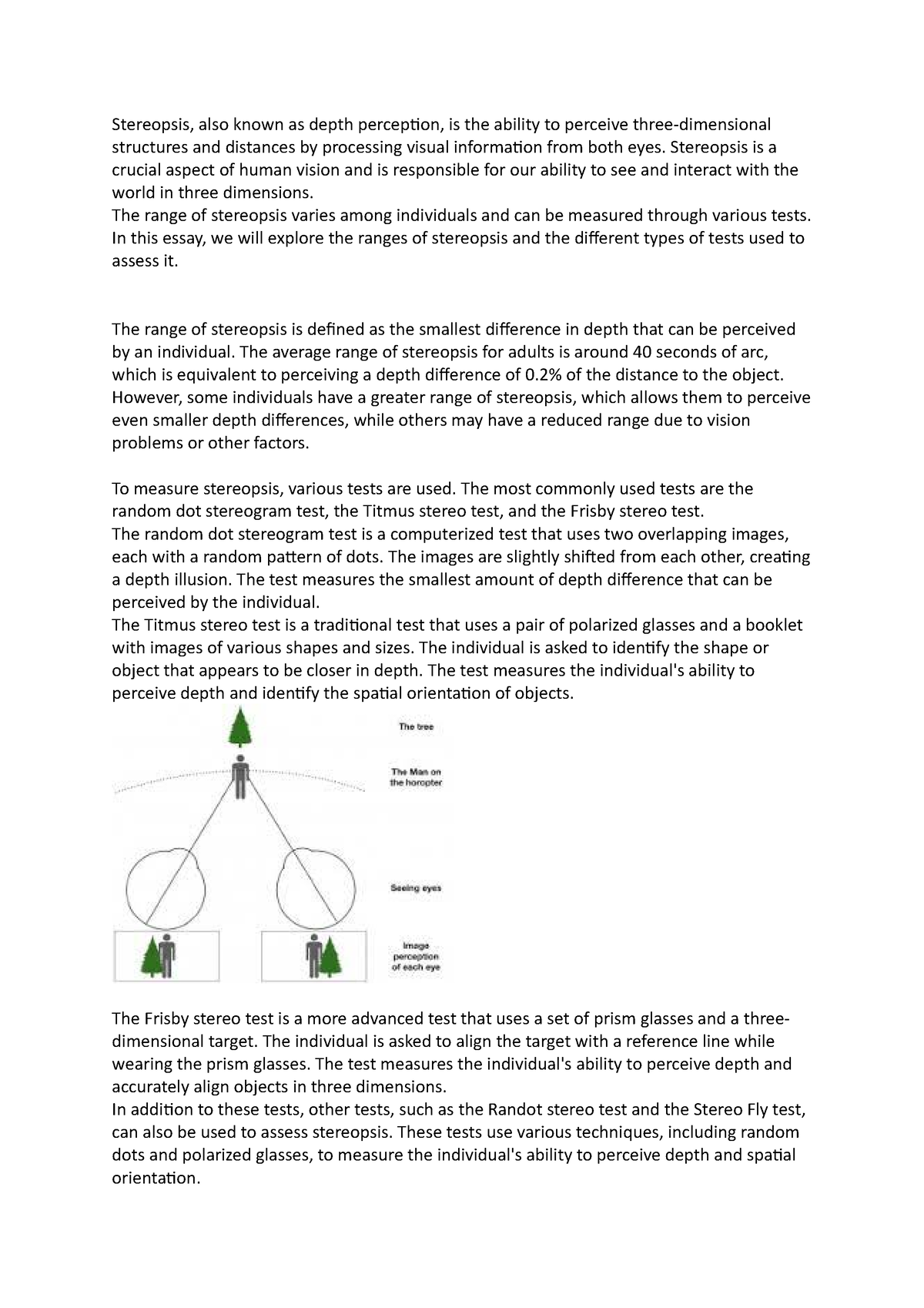 Stereopsis - N/a - Stereopsis, Also Known As Depth Perception, Is The ...