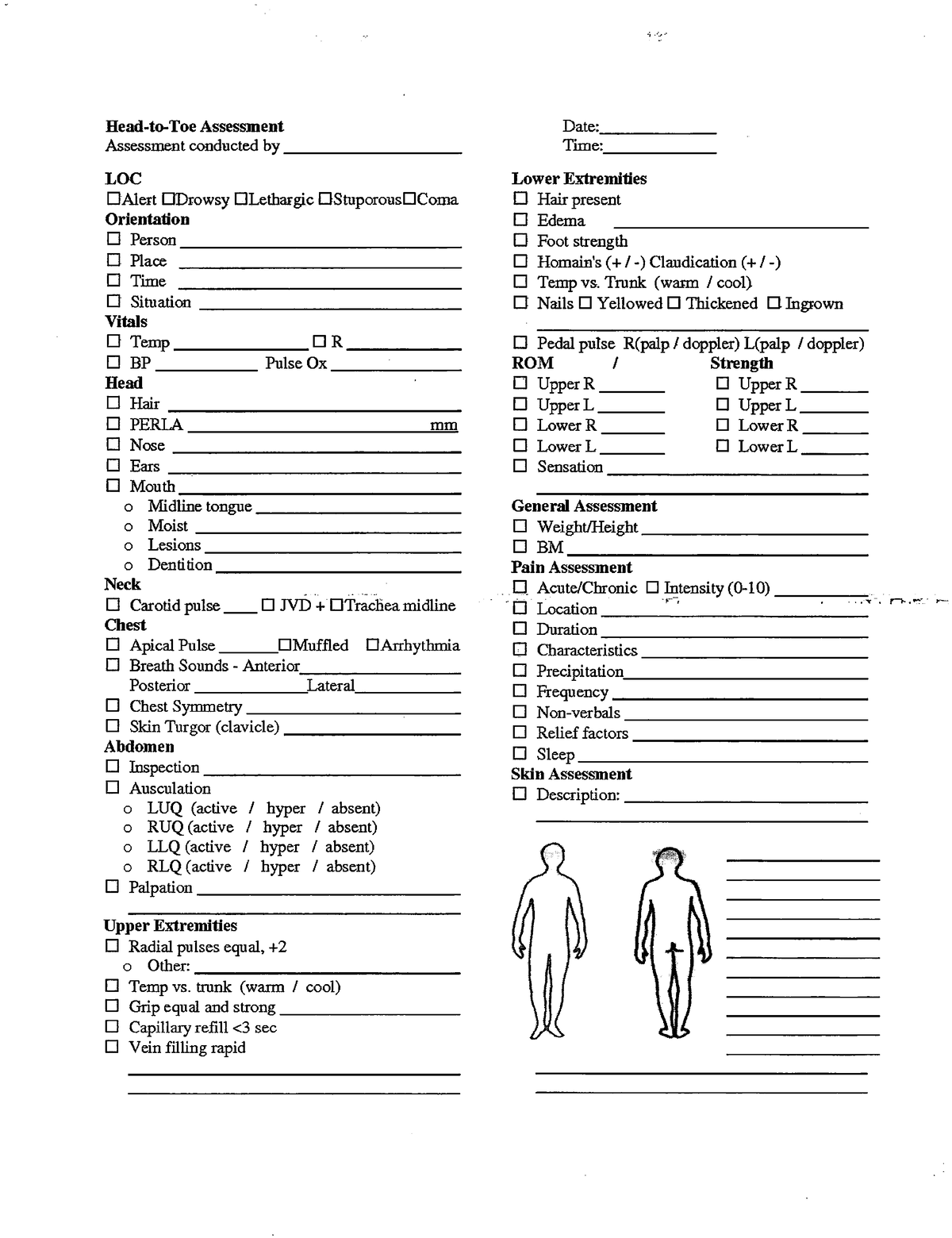 Clinical Paperwork 919 - Head-to-Toe Assessment Assessment ccmdncted by ...