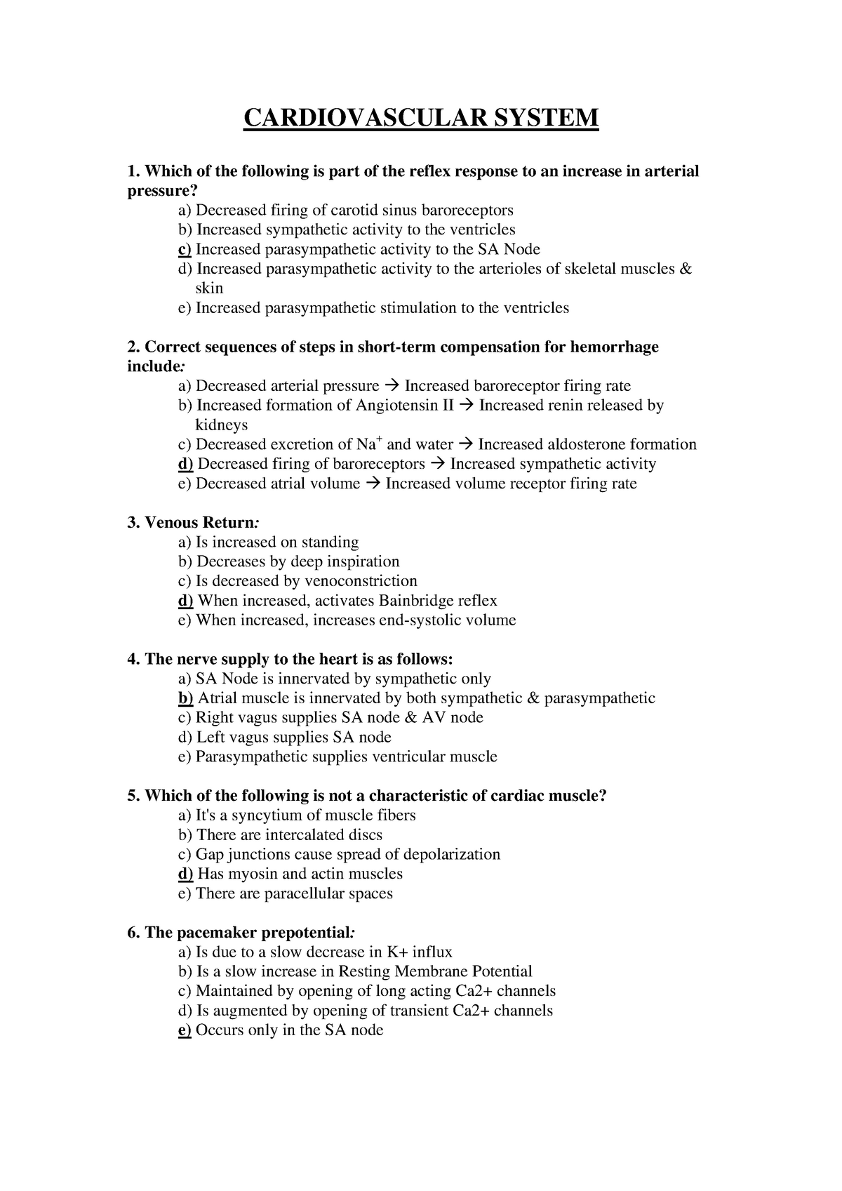 8- Physiology MCQ of Cardio Autonomic Nervous System - CARDIOVASCULAR ...