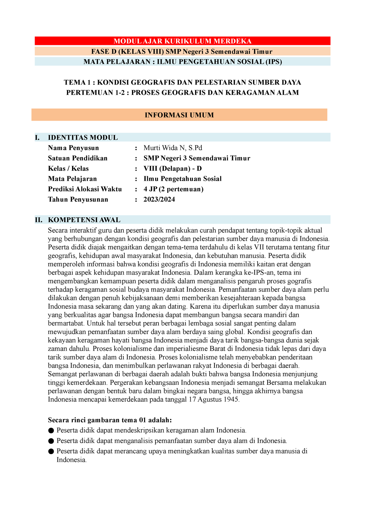 Modul Ajar IPS Fase D Kelas 8 Tema 1 - Modulguruku - MODUL AJAR ...