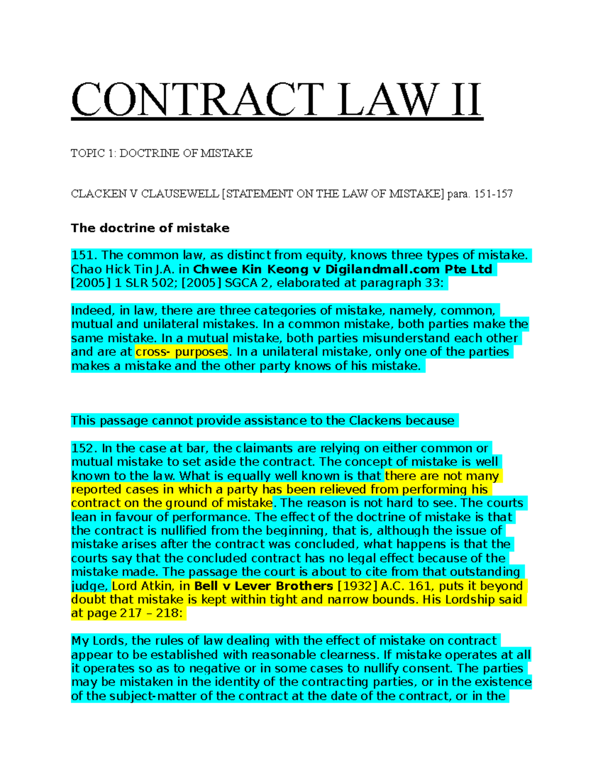 contract law essays