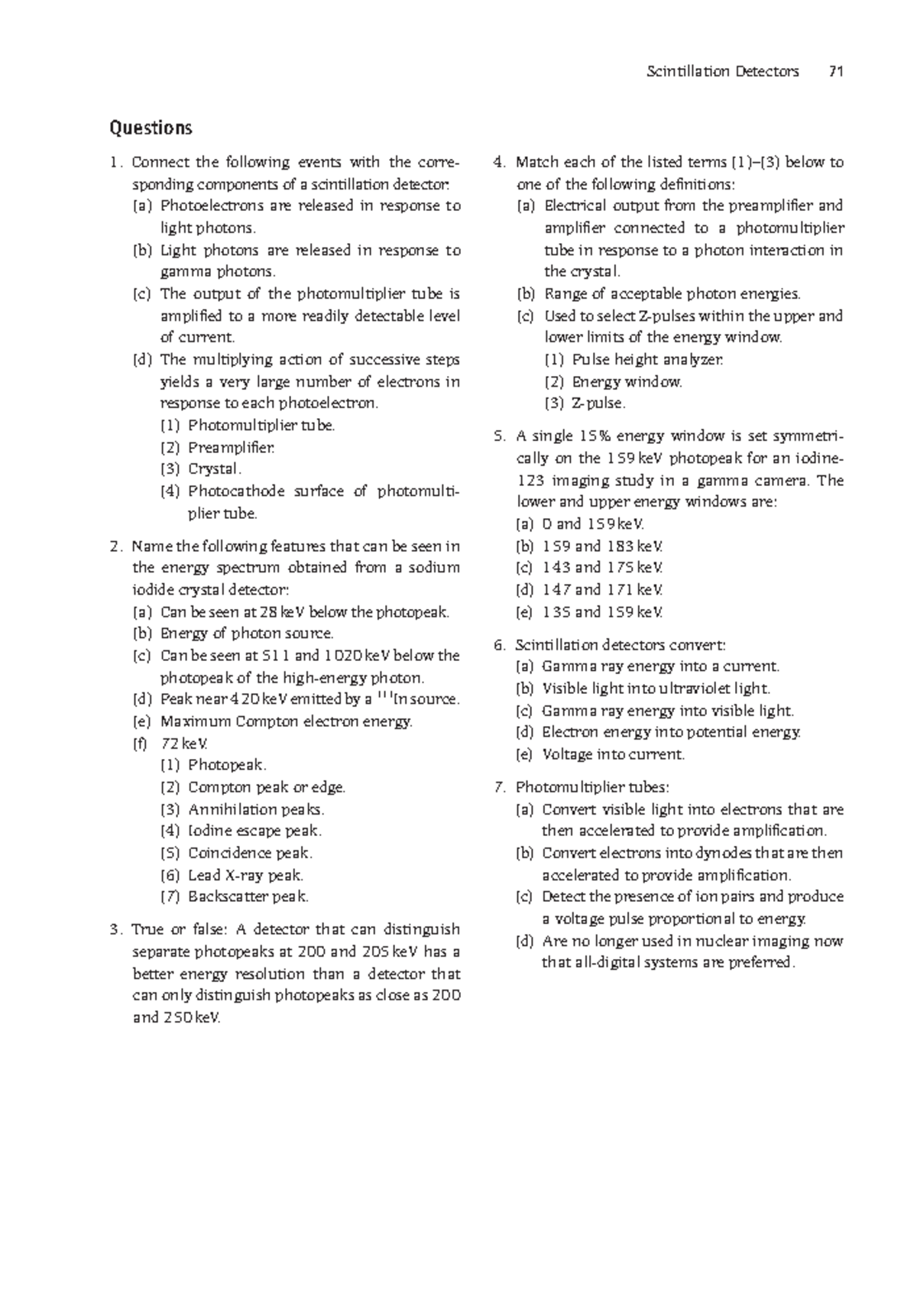 Instrumentation Physics27 Scintillation Detectors 71 Match each of