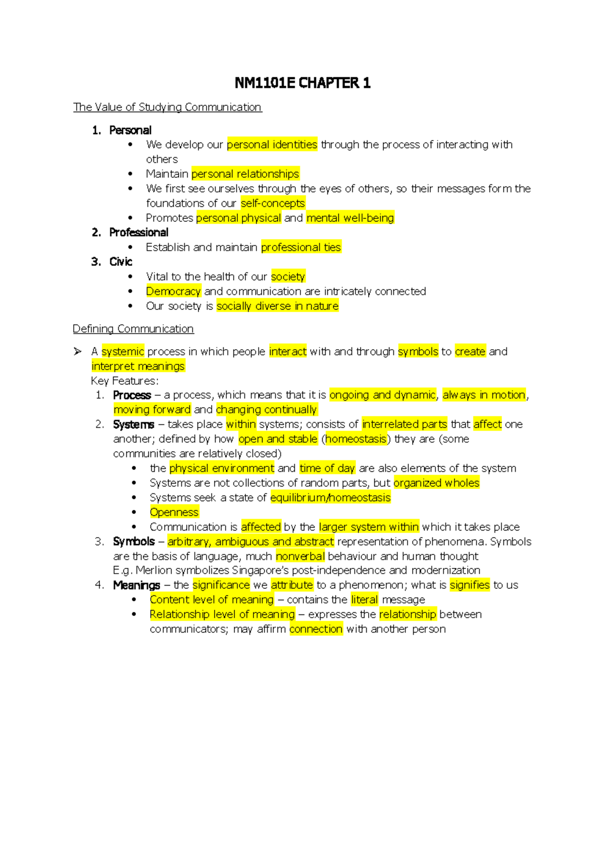 NM1101E Chapter 1 - Lecture notes 1 - NM1101E CHAPTER 1 The Value of ...