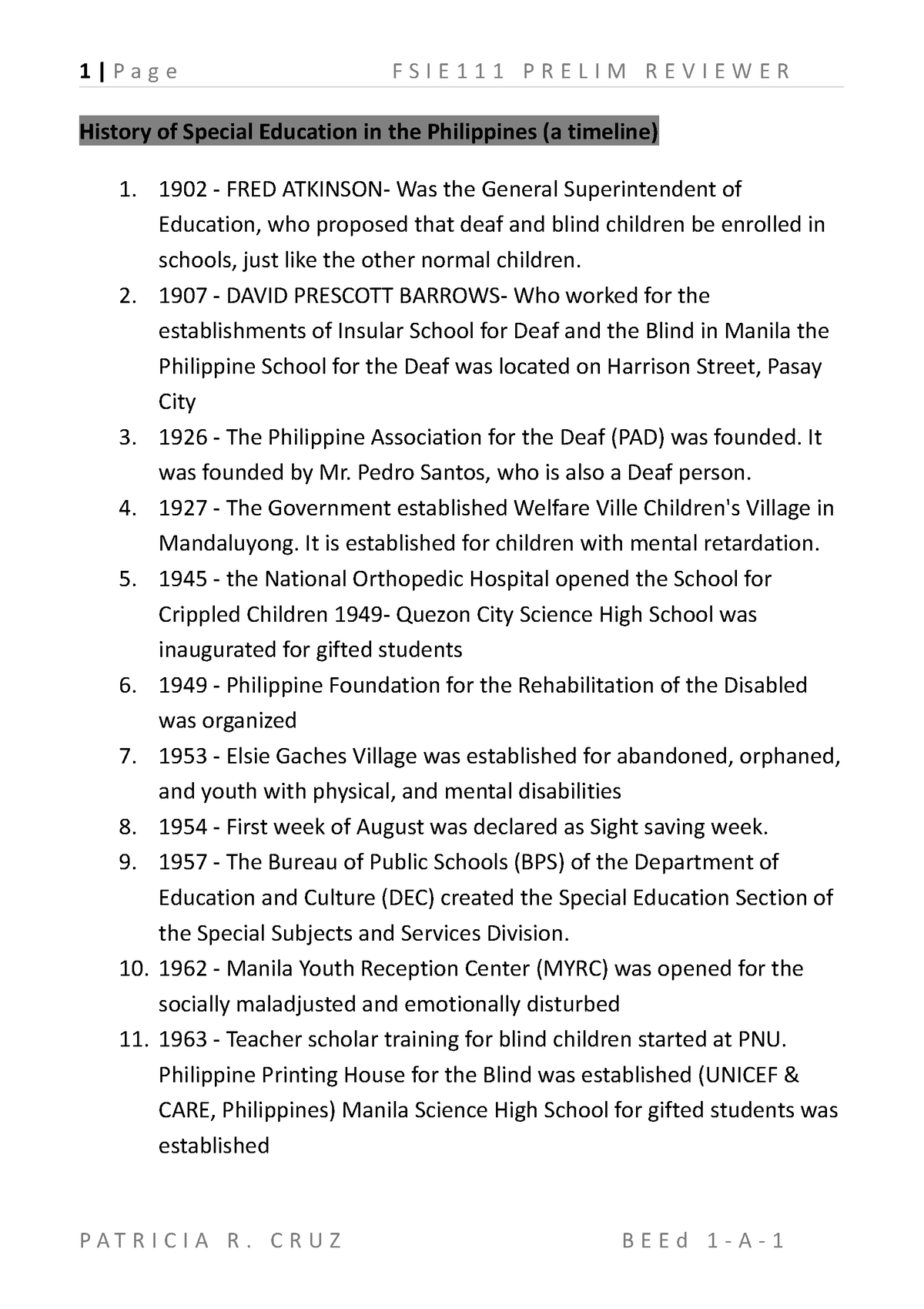 history of special education in the philippines essay