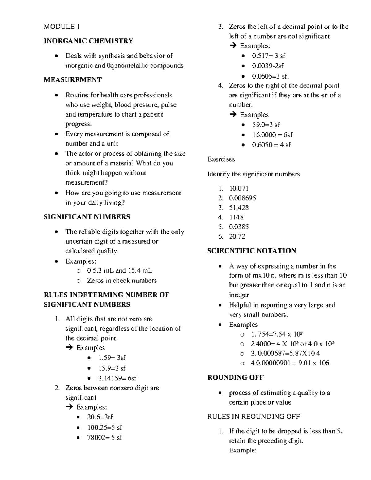 Inorganic Chemistry Module 1 - Medtech - Studocu