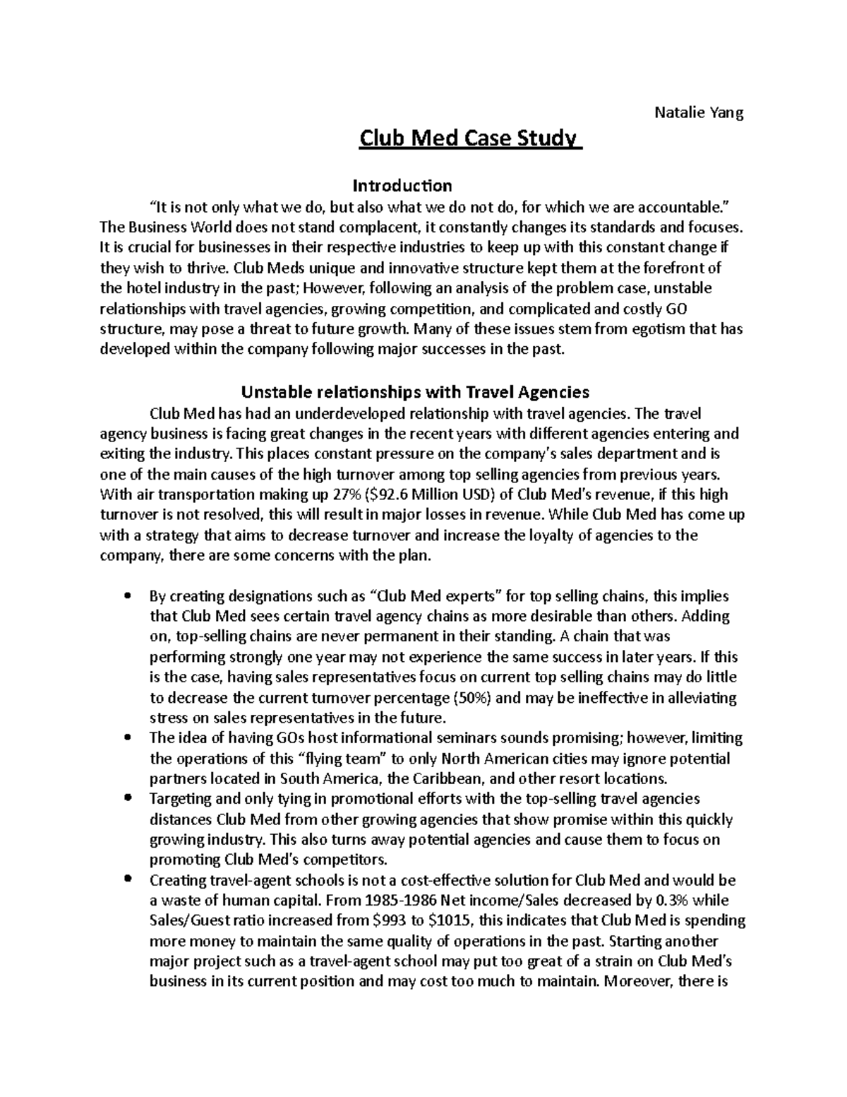 club med case study pdf