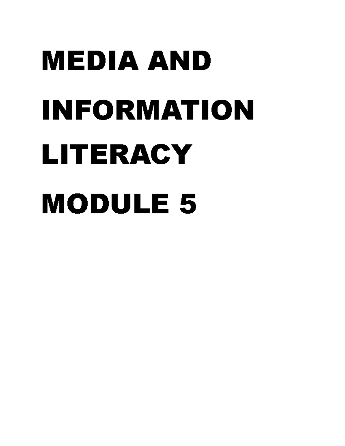 Media And Information Literacy M Odule 5 Media And Information Literacy Module 5 Activity 1 1 0816