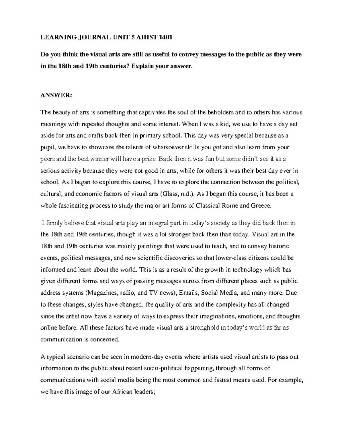 Learning Journal UNIT 5 Ahist 1401 - LEARNING JOURNAL UNIT 5 AHIST 1401 ...