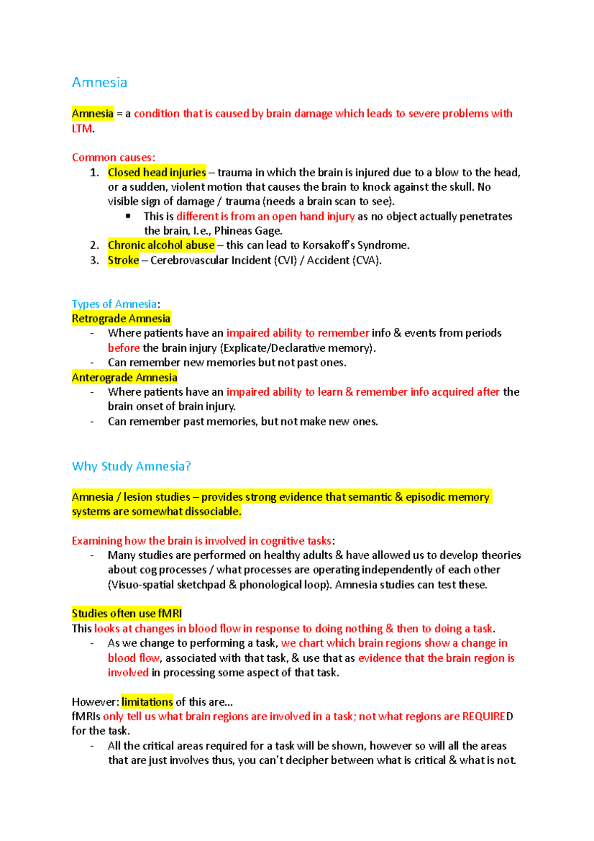 Amnesia - Amnesia Amnesia = a condition that is caused by brain damage ...