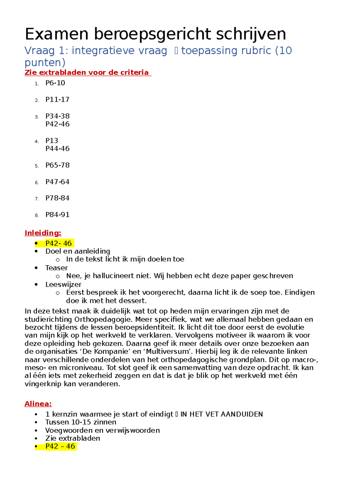 Samenvatting - Examen Beroepsgericht Schrijven Vraag 1: Integratieve ...