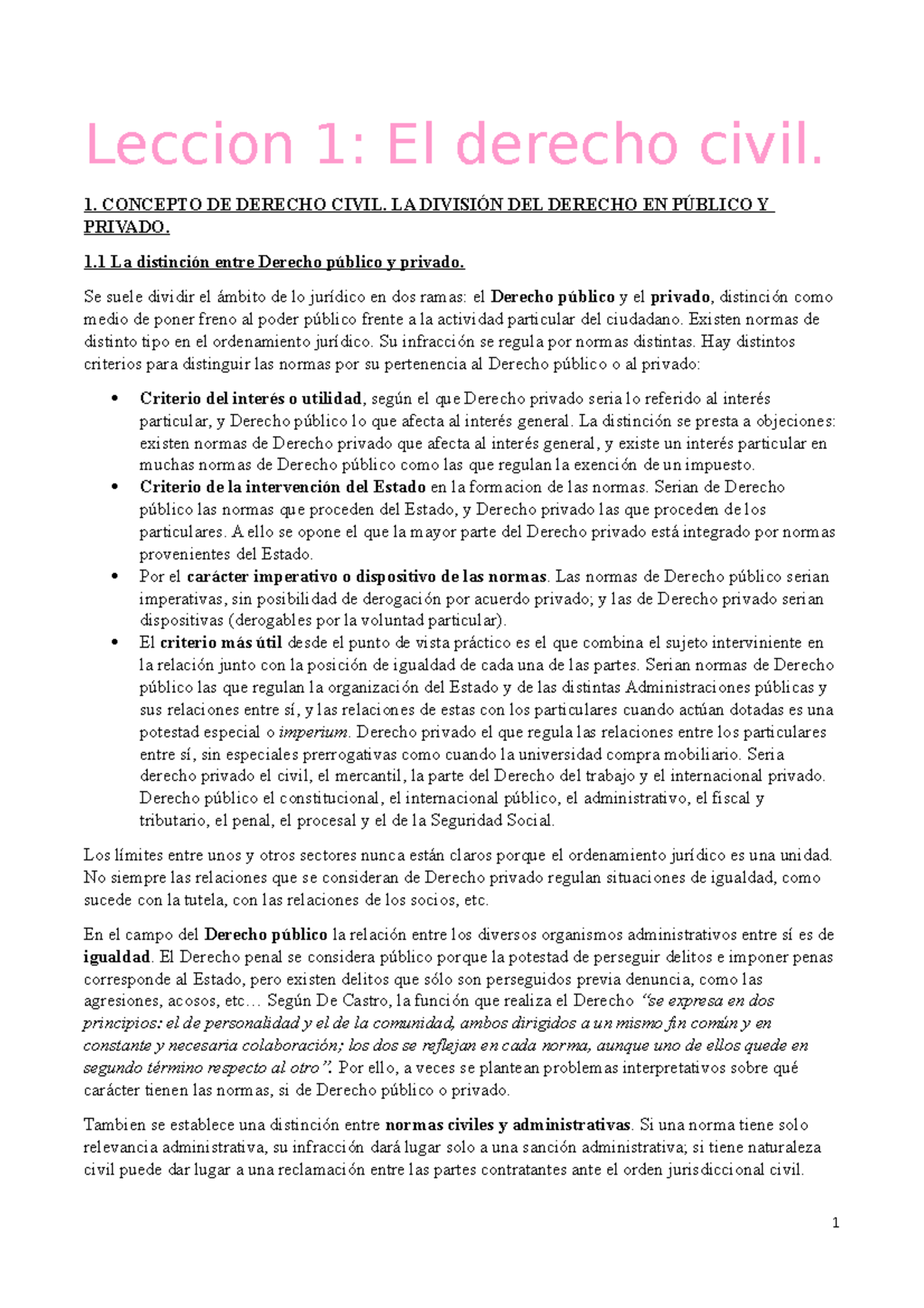 Derecho Civil 1º - Leccion 1: El Derecho Civil. 1. CONCEPTO DE DERECHO ...